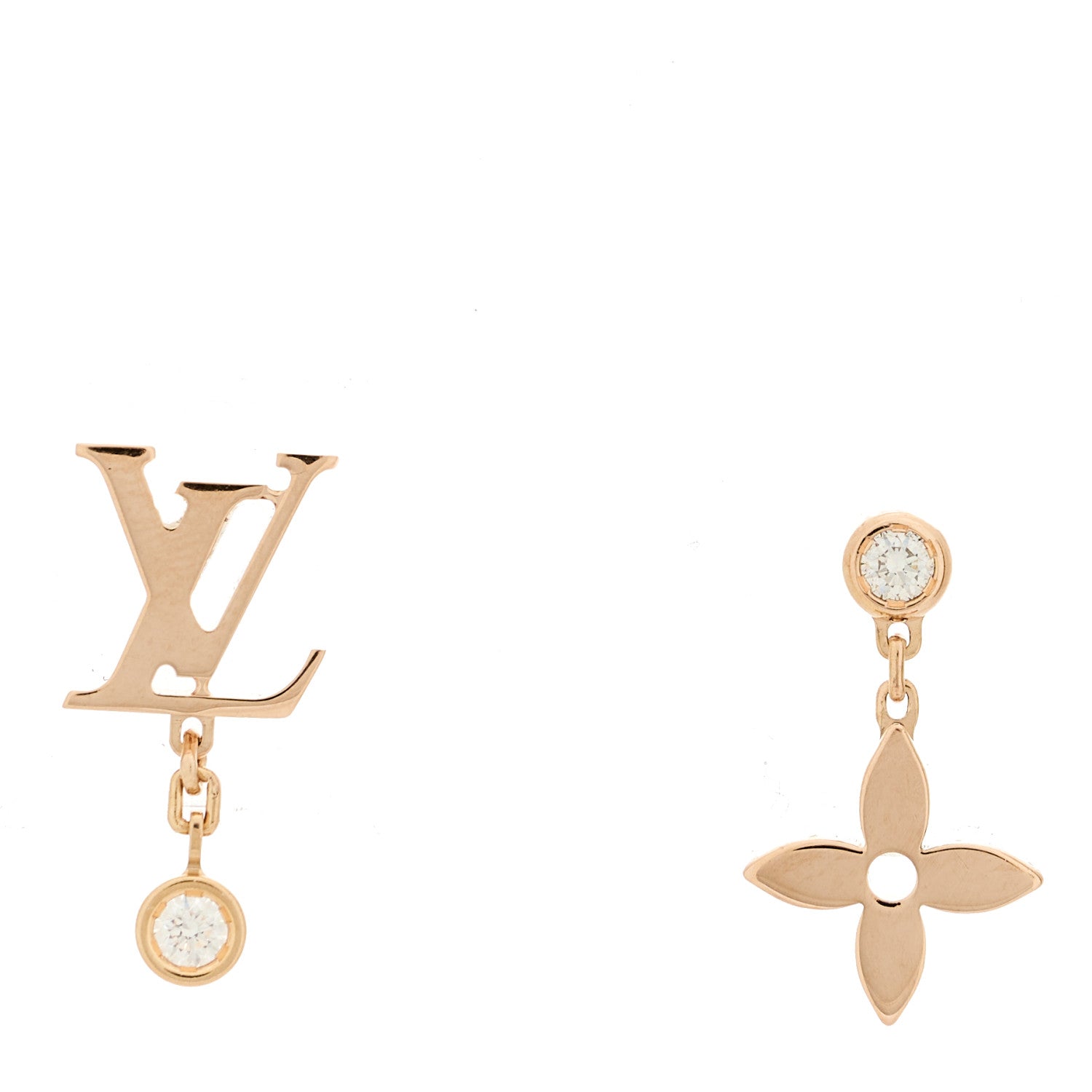 18K Yellow Gold Diamond Idylle Blossom LV Stud Earrings
