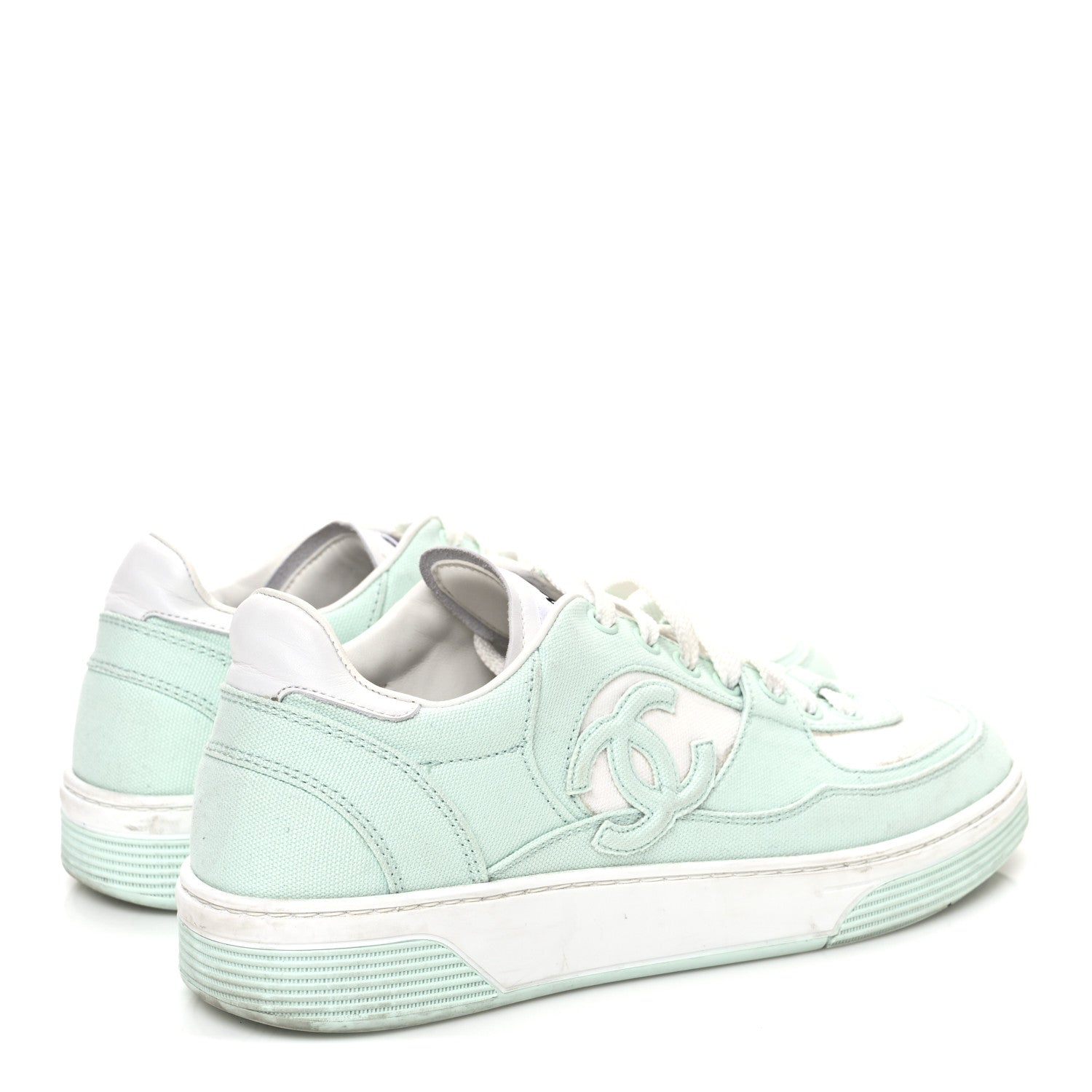 Cotton Sneakers 39 Light Turquoise White