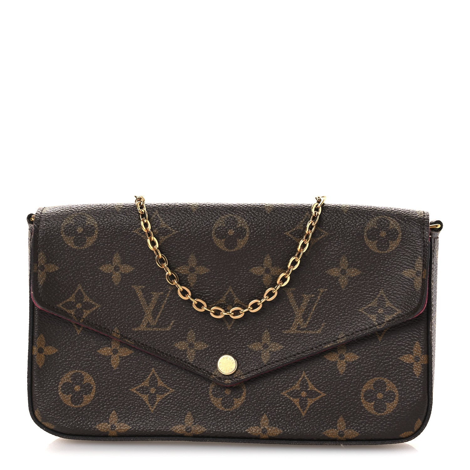 Monogram Pochette Felicie Chain Wallet Fuchsia