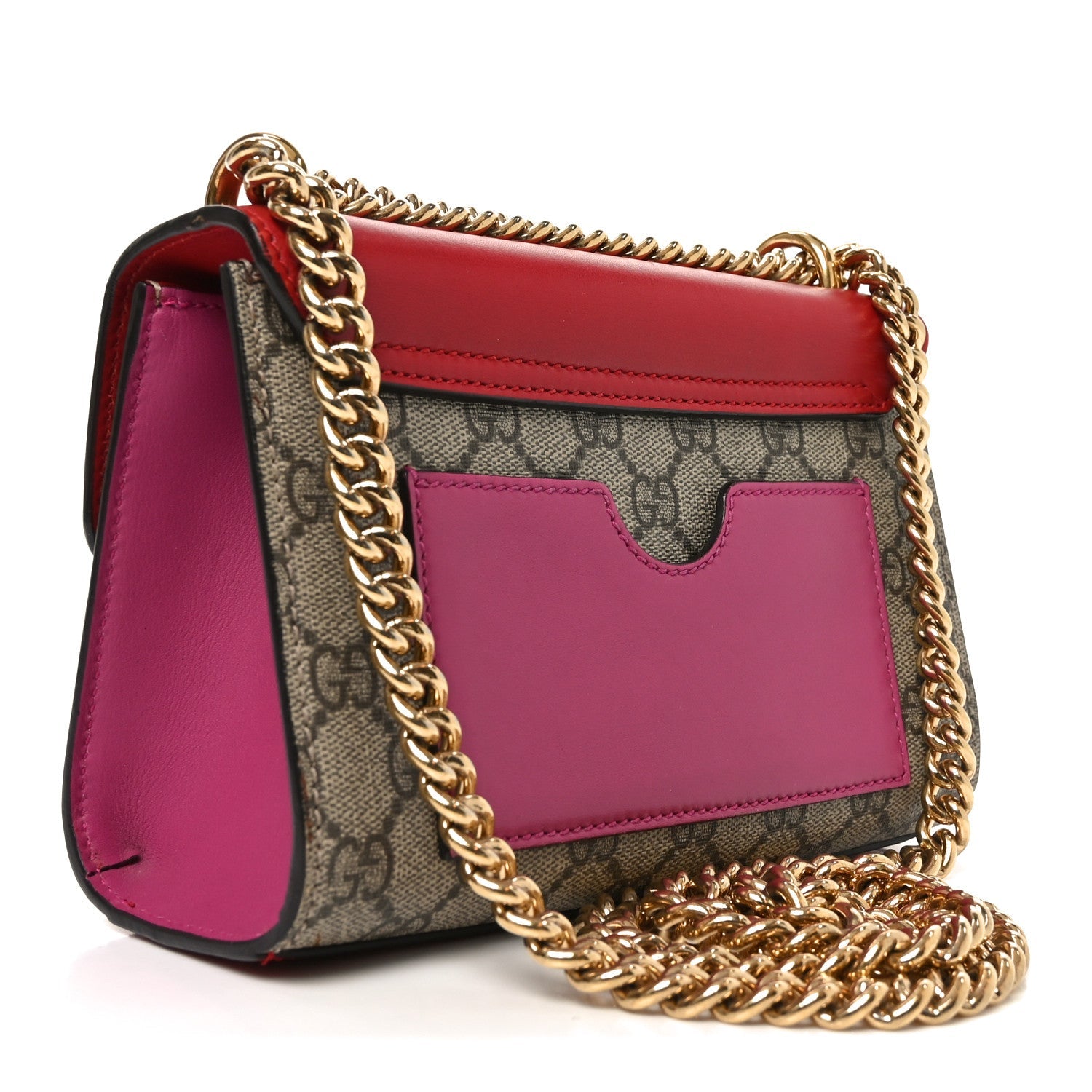 GG Supreme Monogram Calfskin Small Padlock Shoulder Bag Beige Hibiscus Red New Rosette