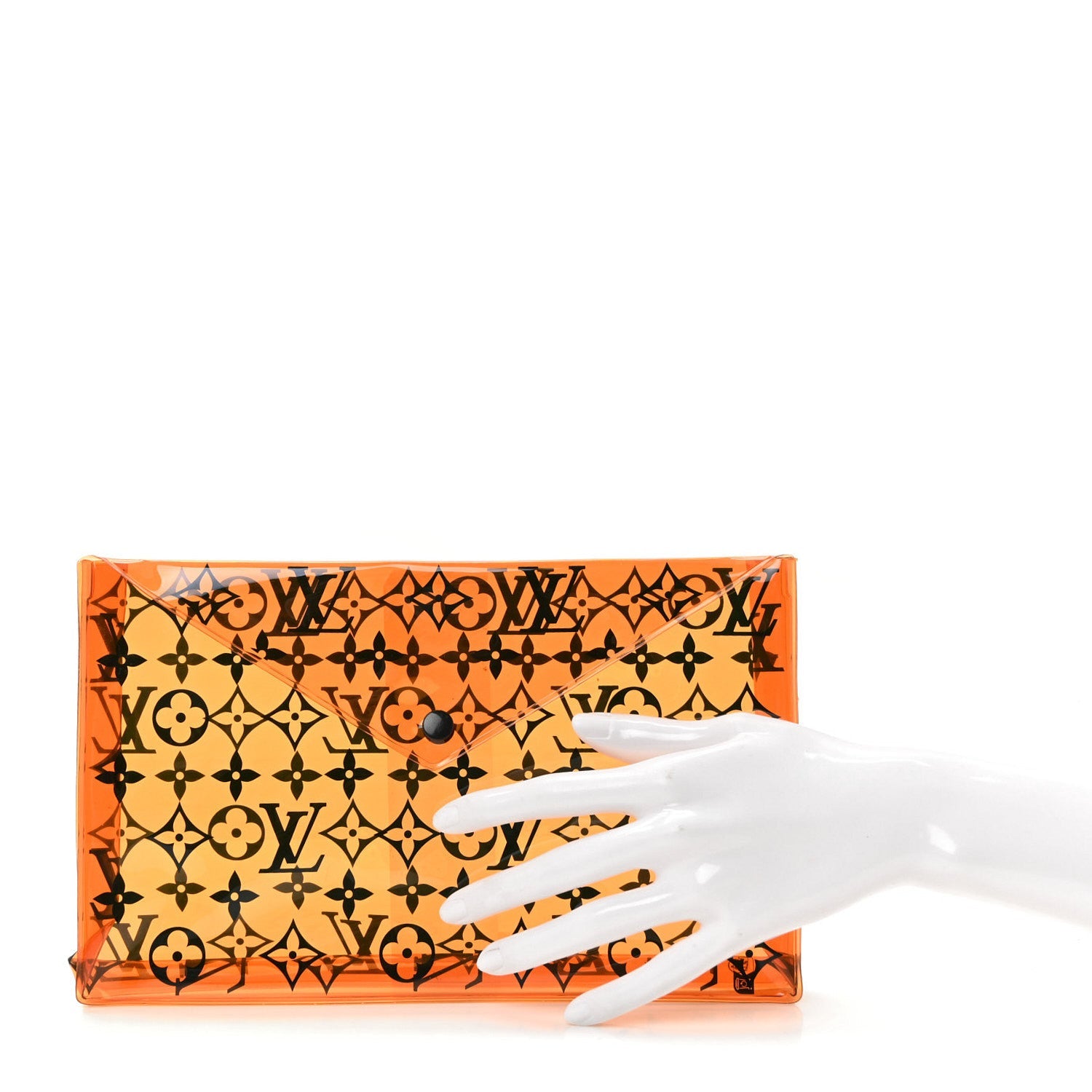PVC Monogram Printed Envelope Pouch Orange