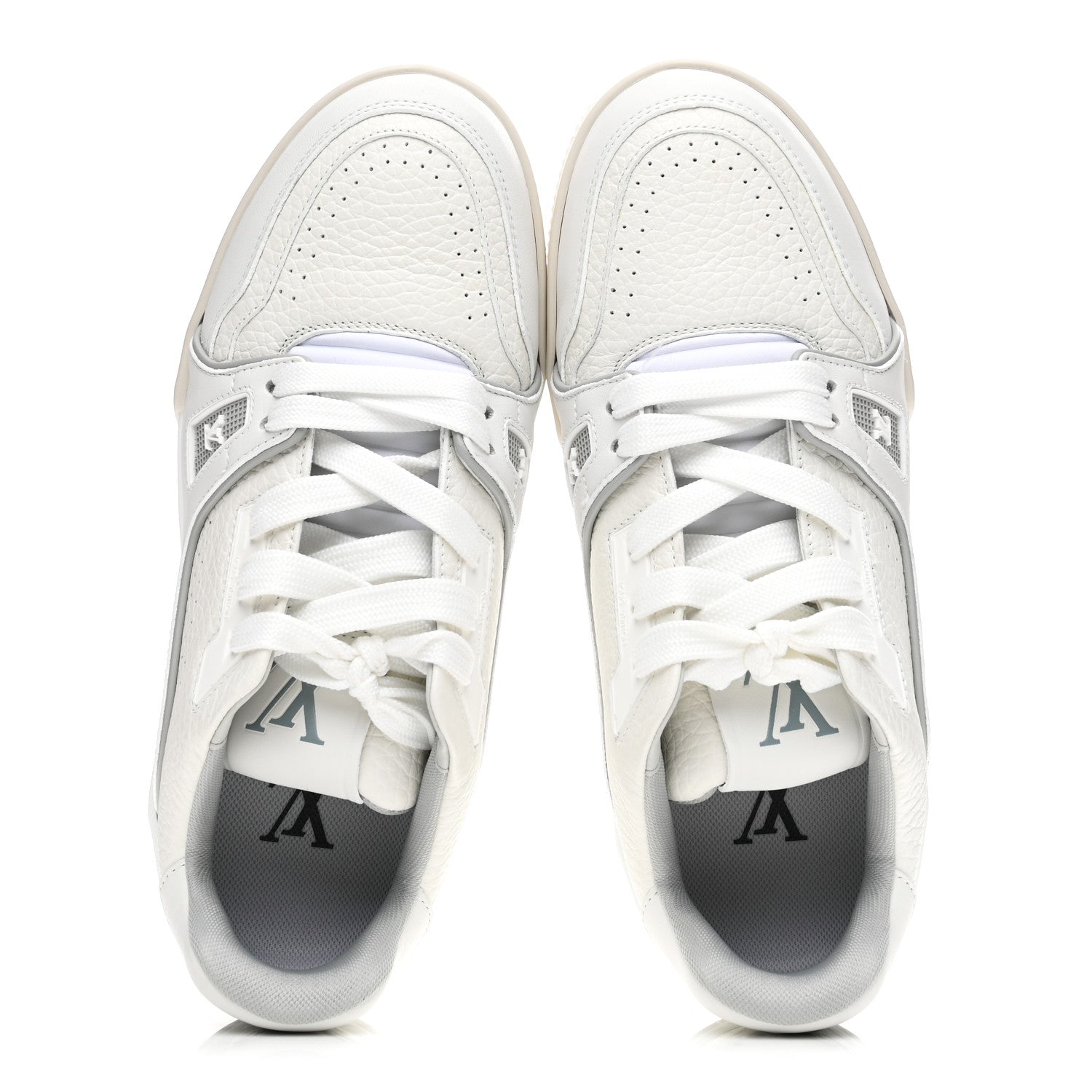 Grained Calfskin Womens LV Trainer Sneakers 37 White