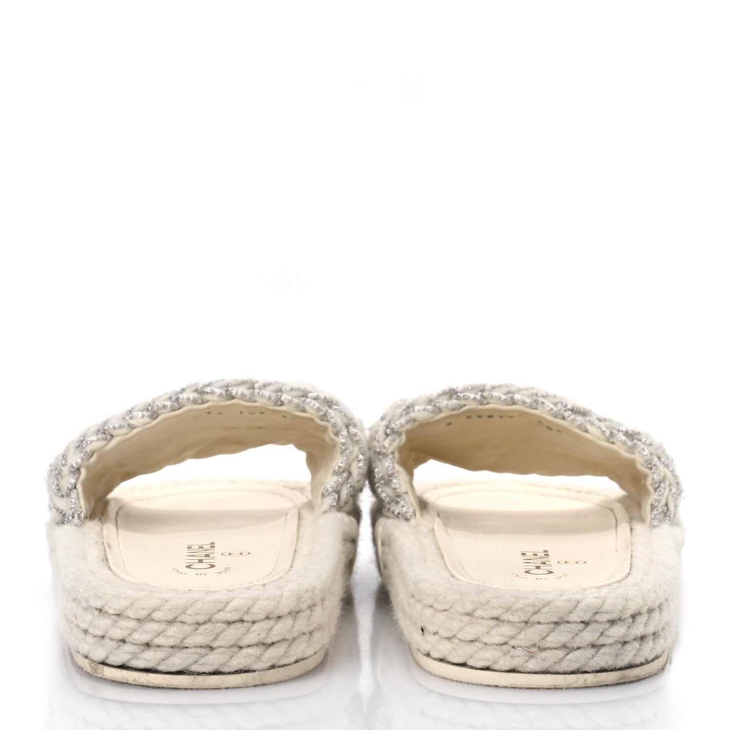 Braided Knit CC Mules 40 Ecru