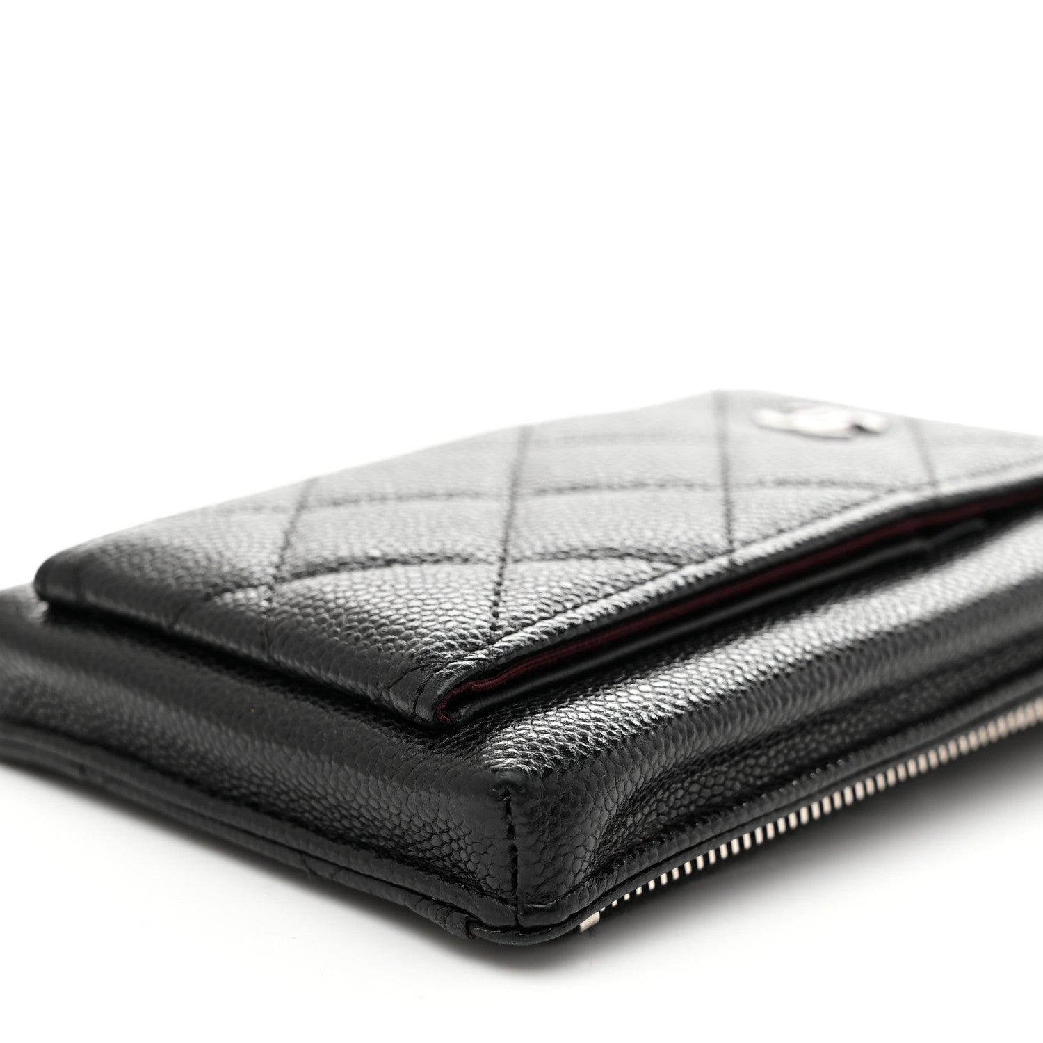 Caviar Quilted Zip Phone Case Black