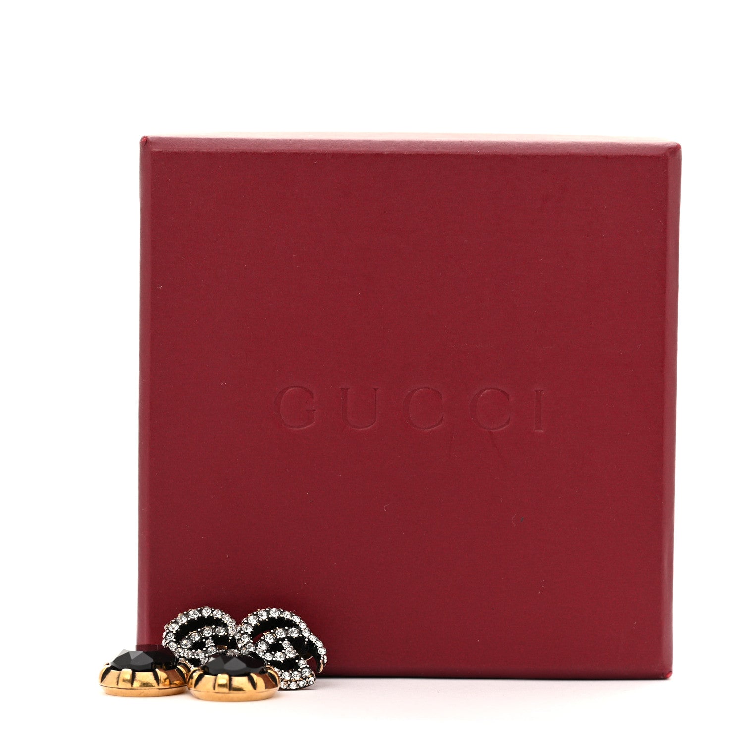 Crystal Double G Earrings Black Aged Gold