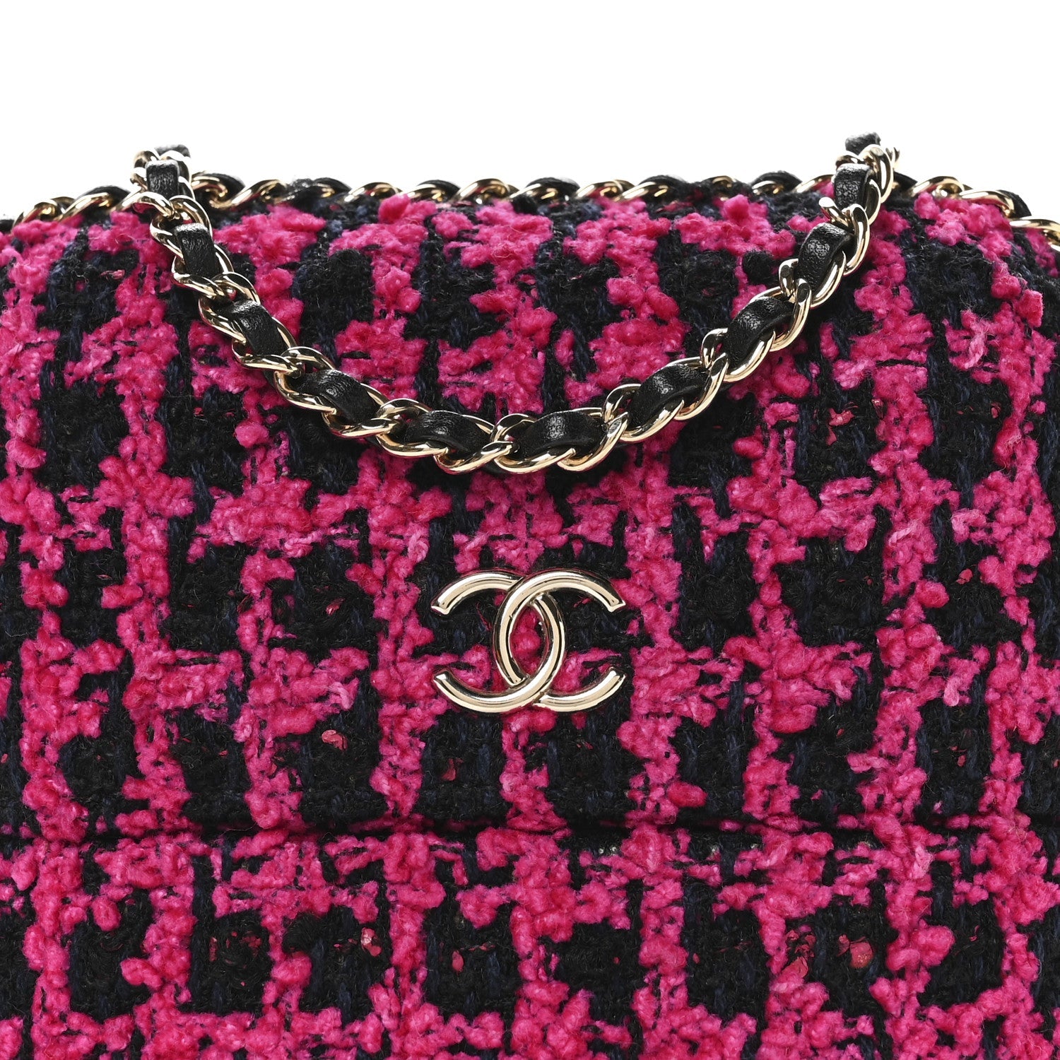Tweed Chain Around Phone Holder Pink
