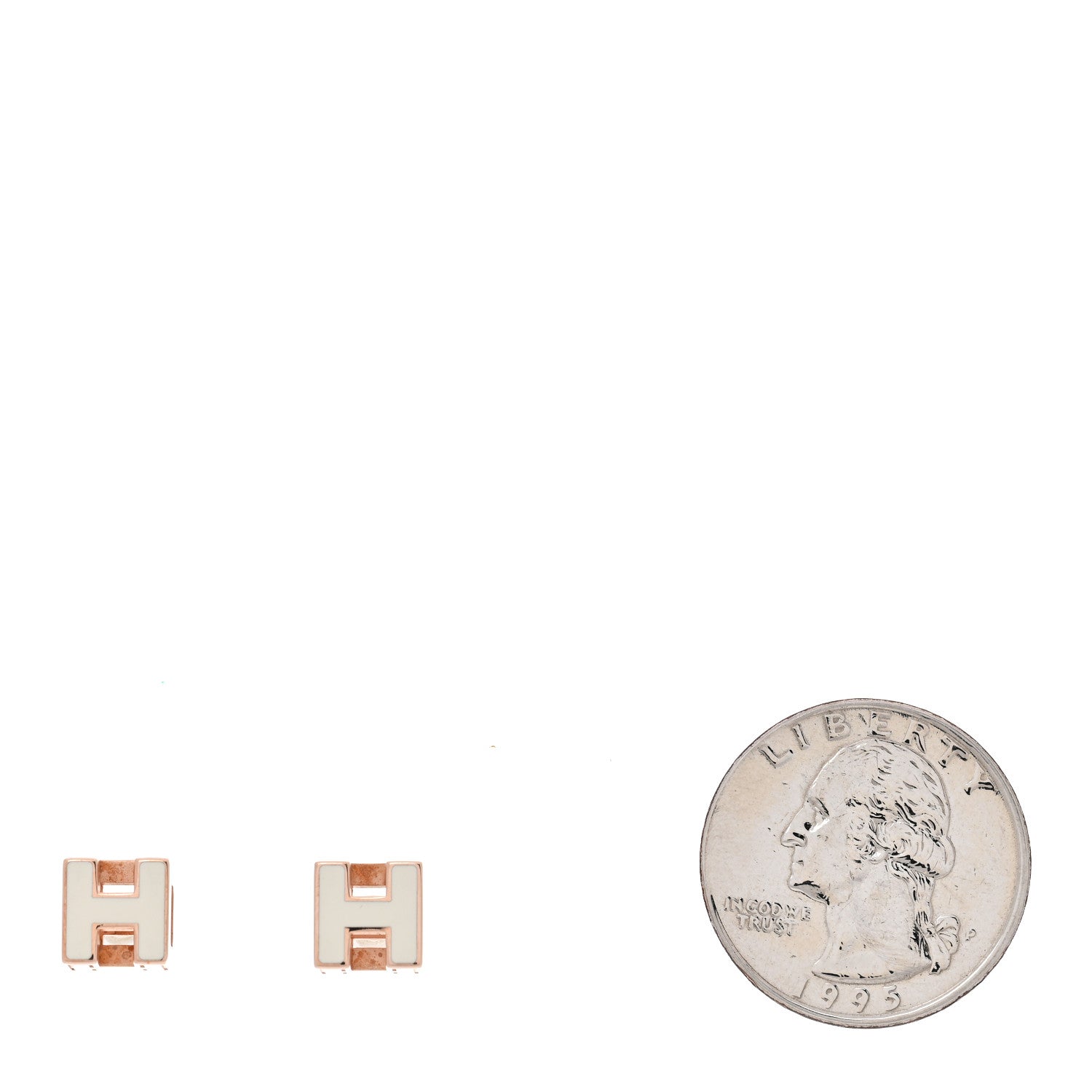 Rose Gold Lacquered Cage d'H Earrings White