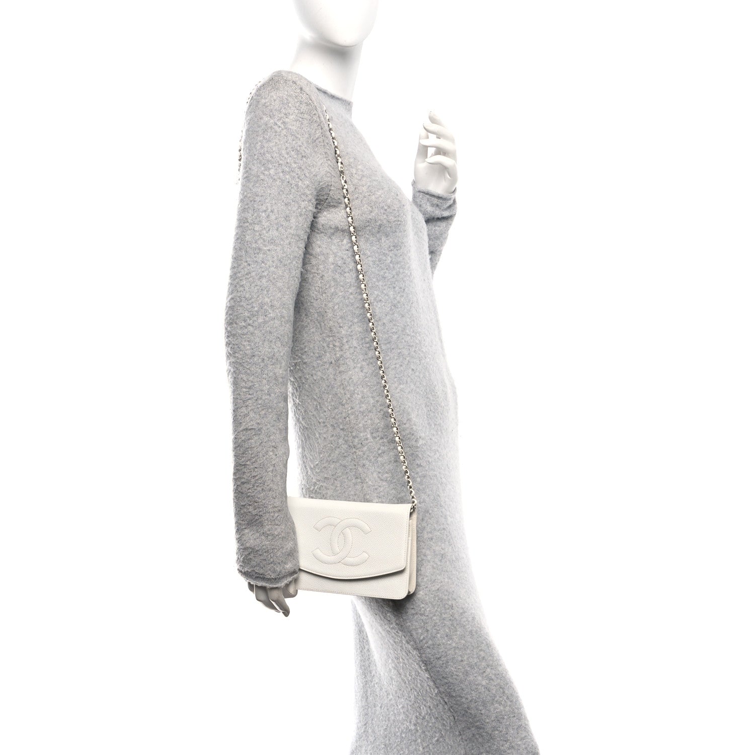 Caviar Timeless CC Wallet on Chain WOC White