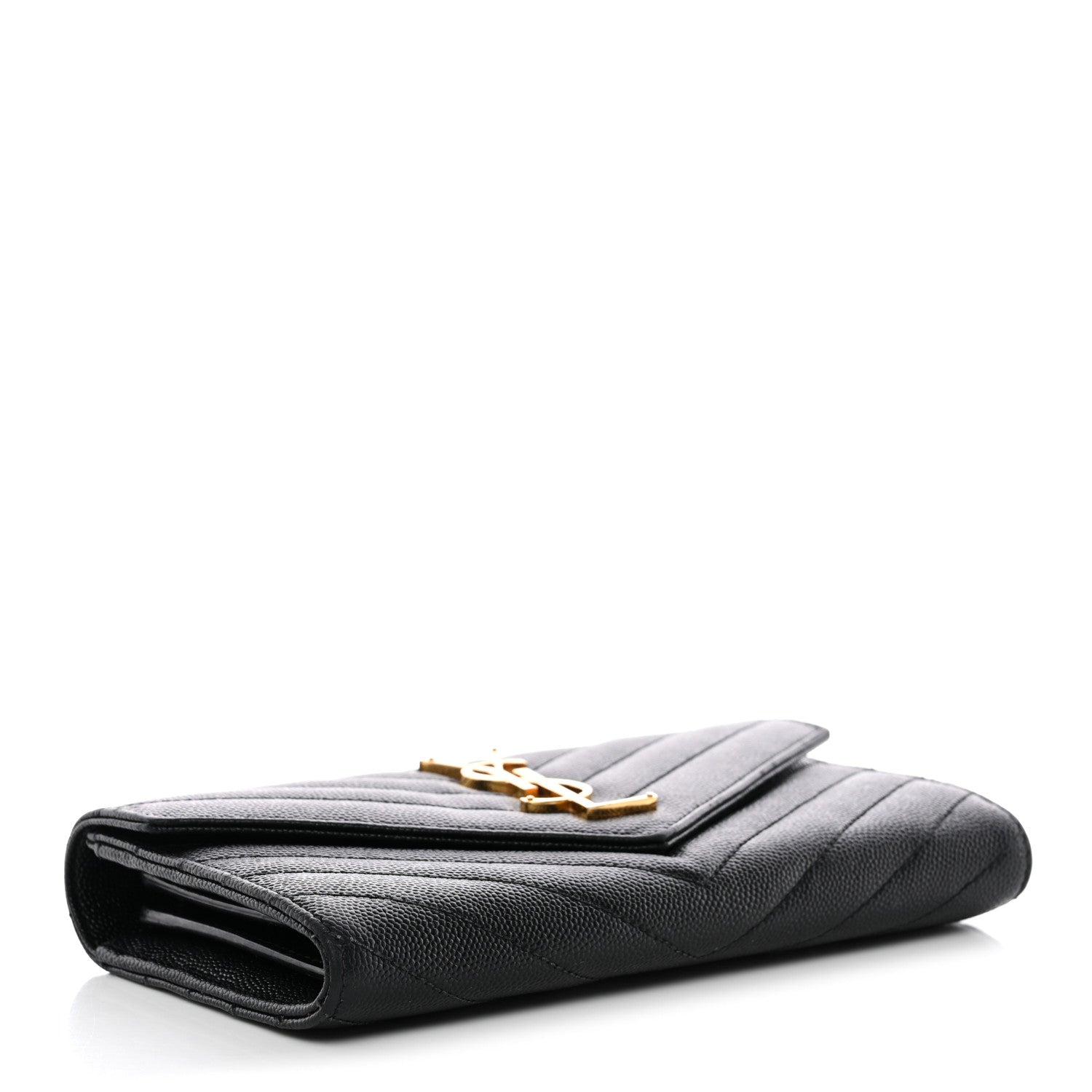 Grain De Poudre Matelasse Chevron Monogram Flap Wallet Black