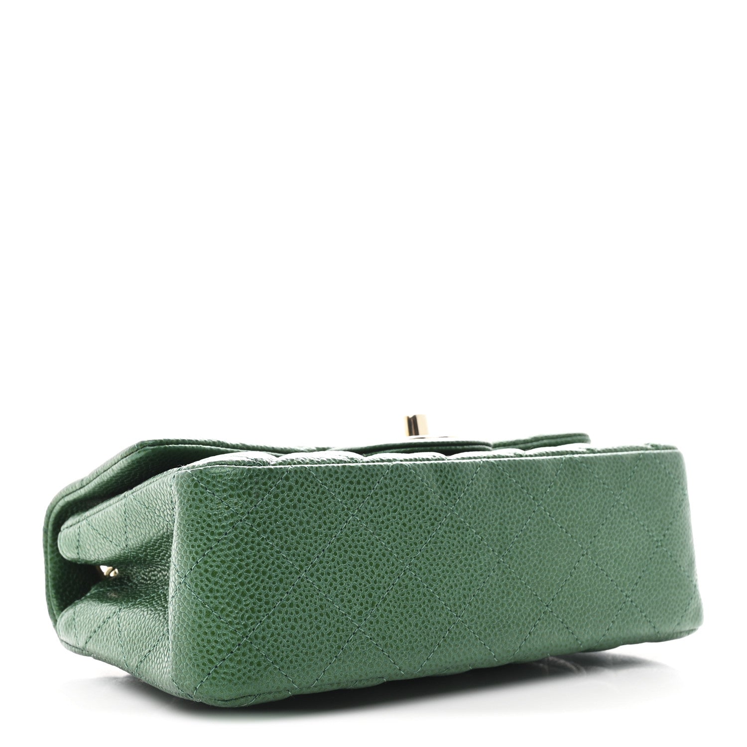 Metallic Caviar Quilted Mini Rectangular Flap Green