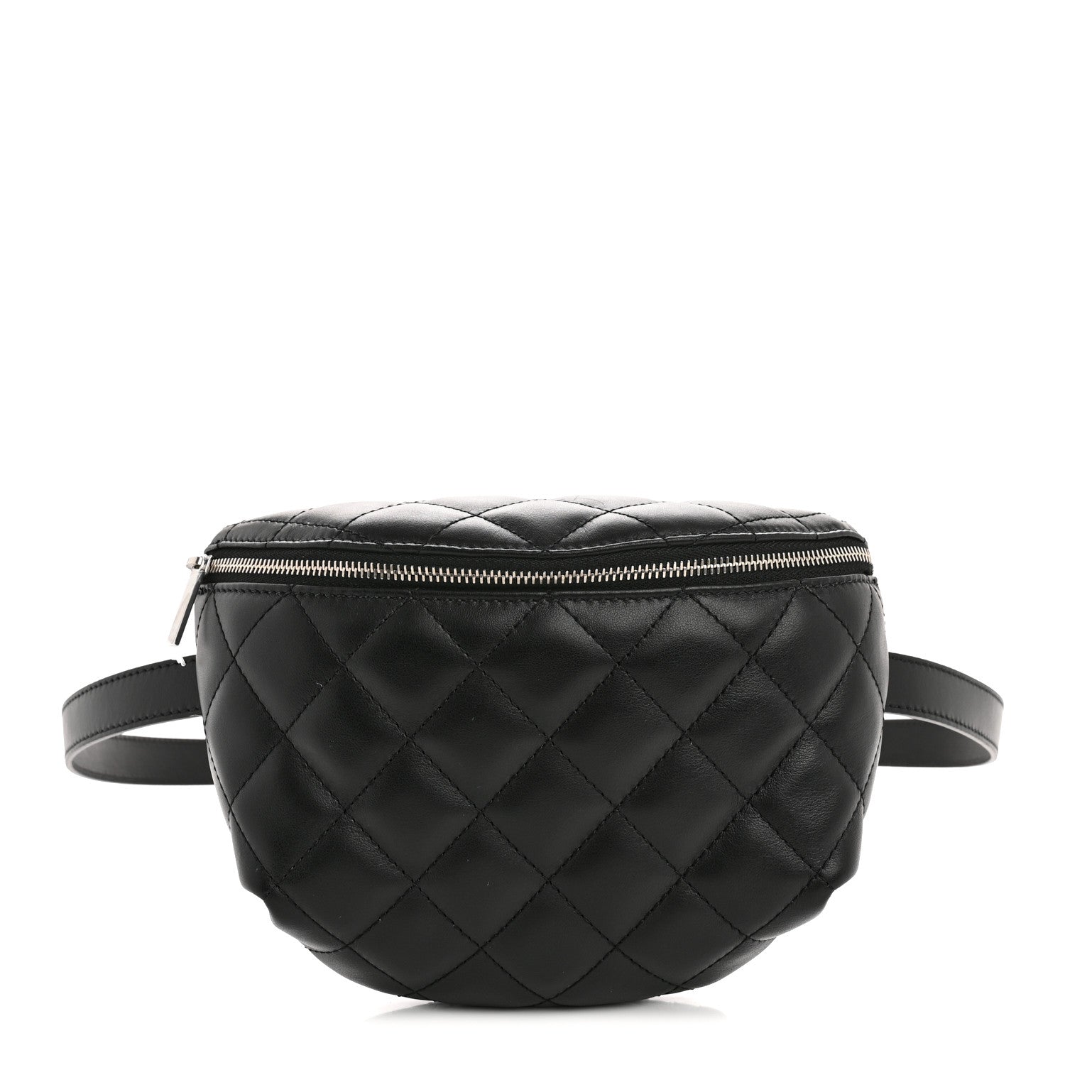 Calfskin Quilted Uniform Waist Belt Bag Black
