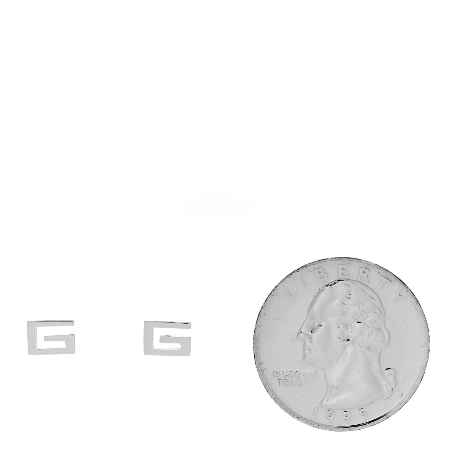 18K White Gold G Square Stud Earrings