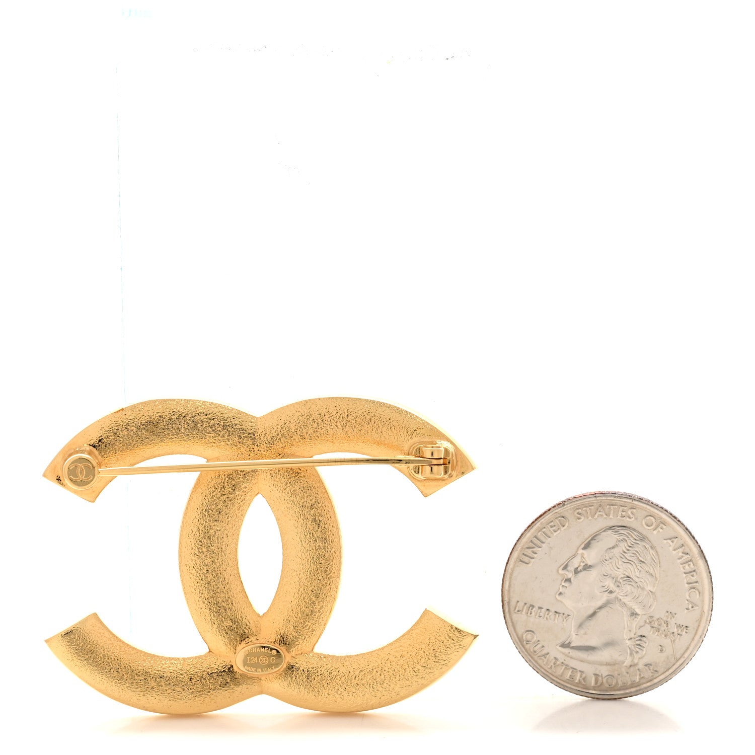 Metal Resin CC Star Brooch Gold Black
