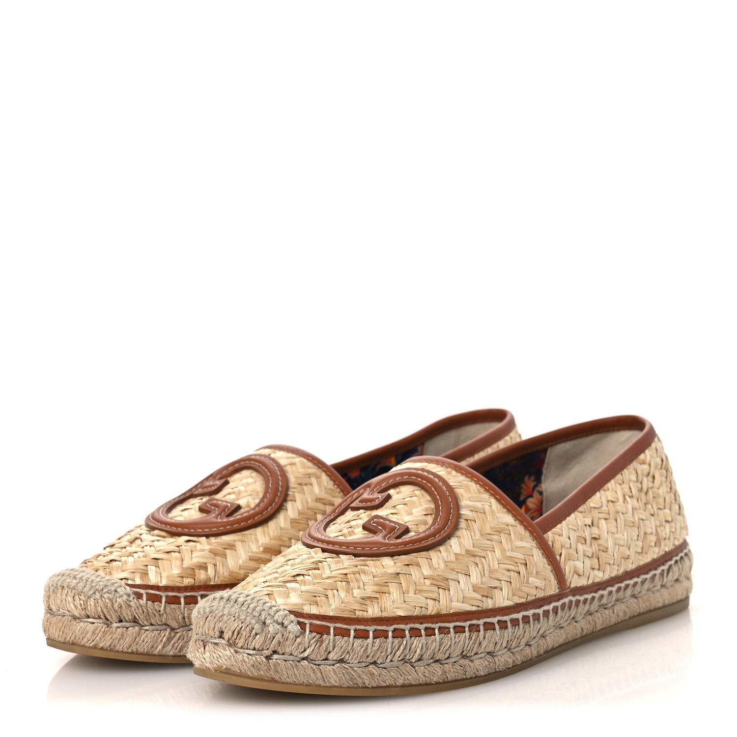 Raffia Harness Calfskin Interlocking G Adela Espadrilles 41 Palmi Naturale Harness Brown
