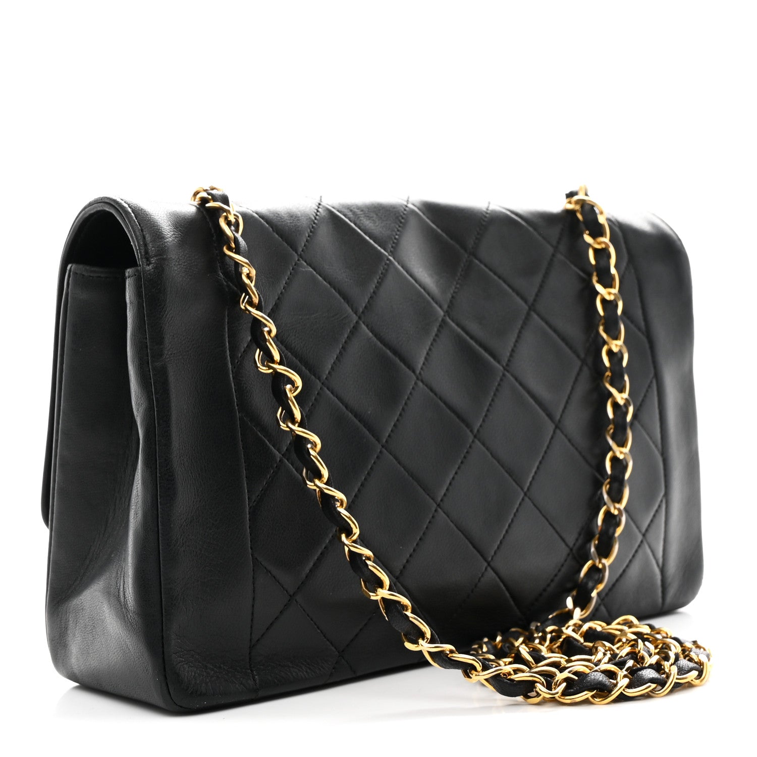 Lambskin Quilted Medium Single Flap Black