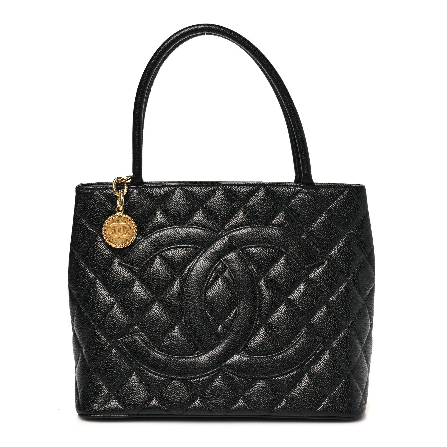 Caviar Quilted Medallion Tote Black