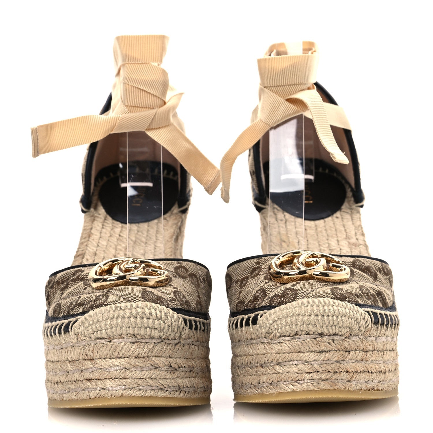 Monogram Matelasse GG Marmont Ankle Wrap Platform 35/120mm Espadrille Wedges 35 Beige Ebony Black Sand Storm