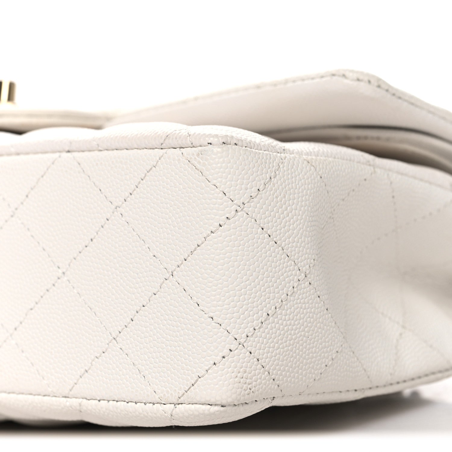 Caviar Quilted Medium Double Flap White