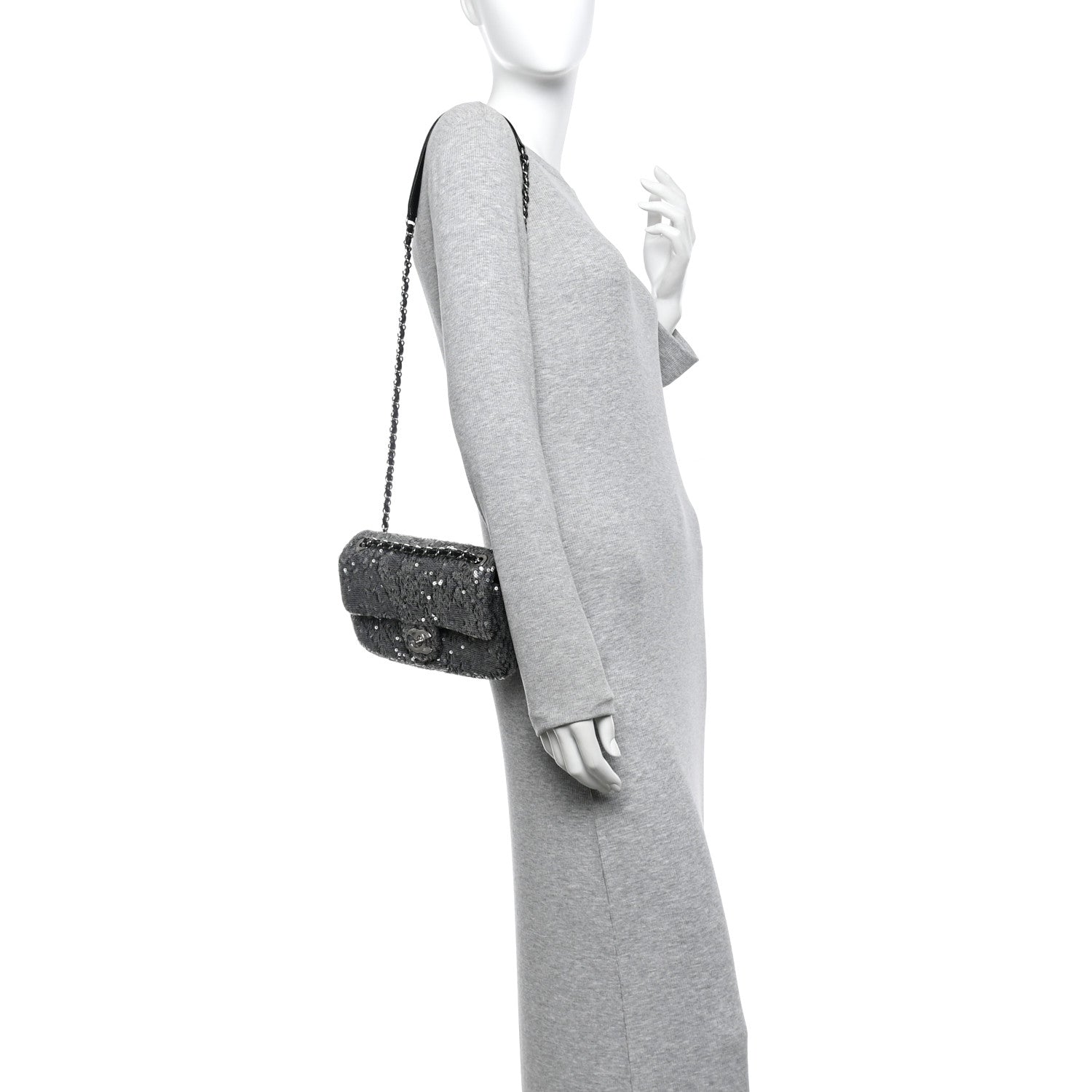 Sequin Mini Waterfall Flap Grey