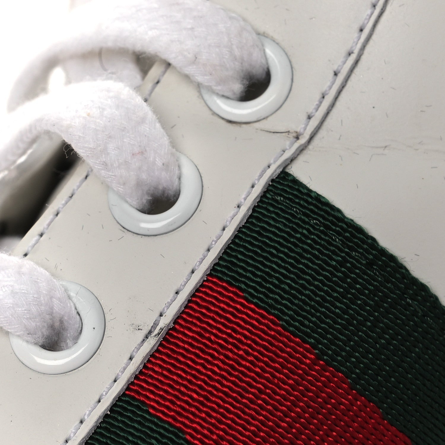 Calfskin Ayers Bee Embroidered Womens Ace Sneakers 38 White Green