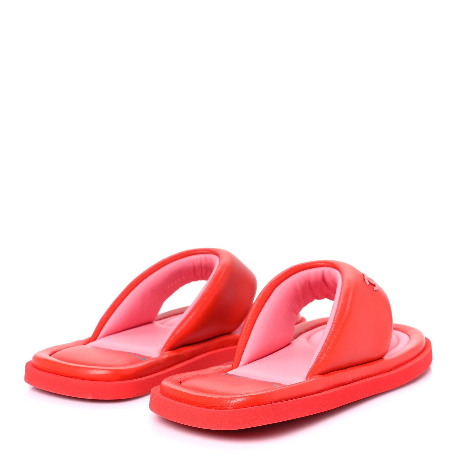 Lambskin Padded Pool Thong Sandals 37 Light Red Pink