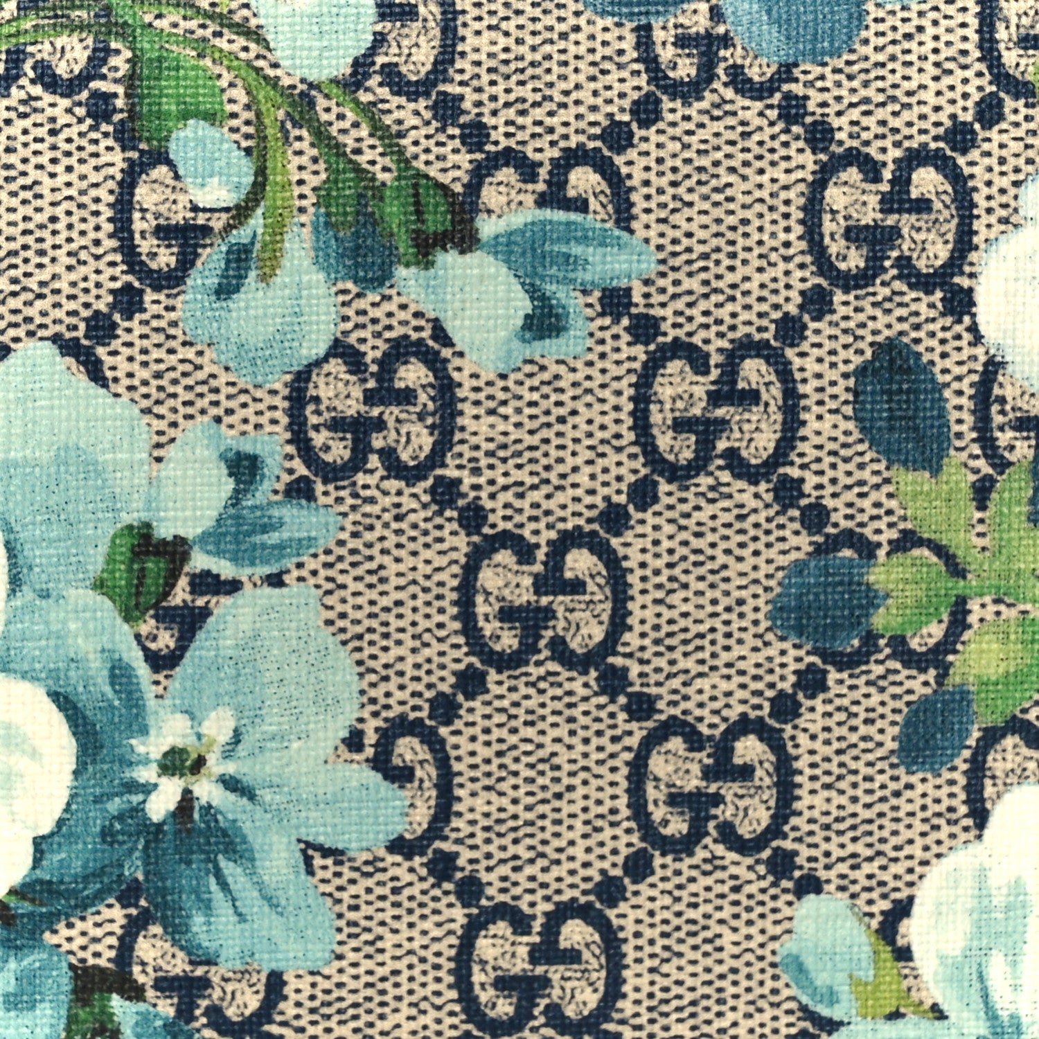 GG Supreme Monogram Blooms Chain Wallet Blue