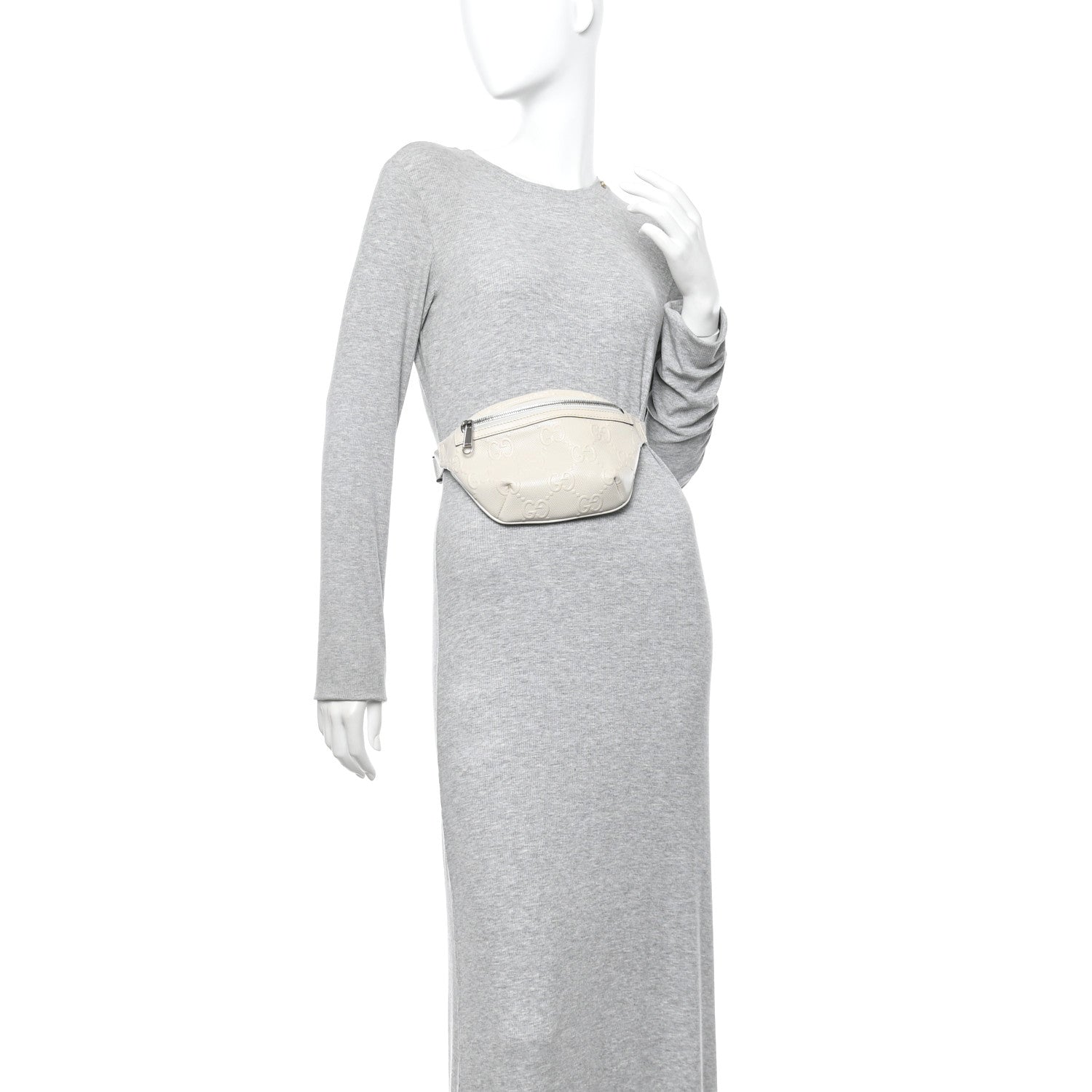 Calfskin GG Tennis Embossed Belt Bag Mystic White