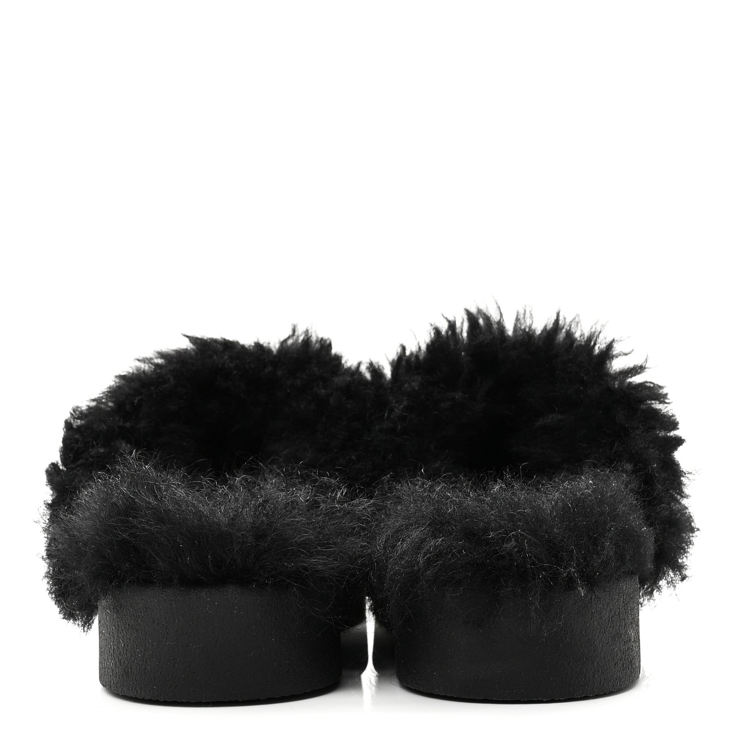Suede Shearling CC Cap Toe Mules 36 Black