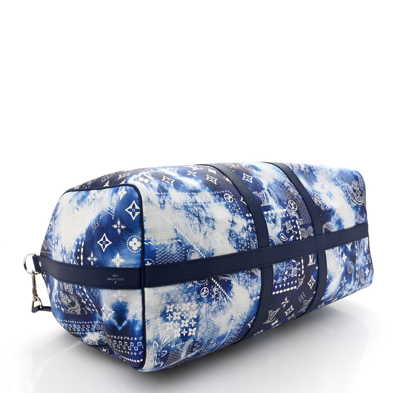 Cowhide Monogram Bandana Keepall Bandouliere 50 Blue