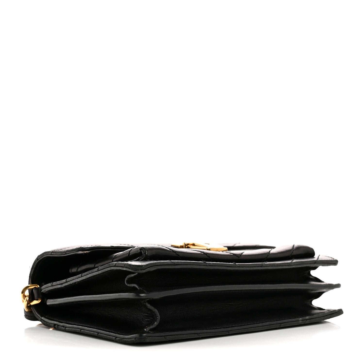 Lambskin Chevron Quilted Small High School Satchel Black