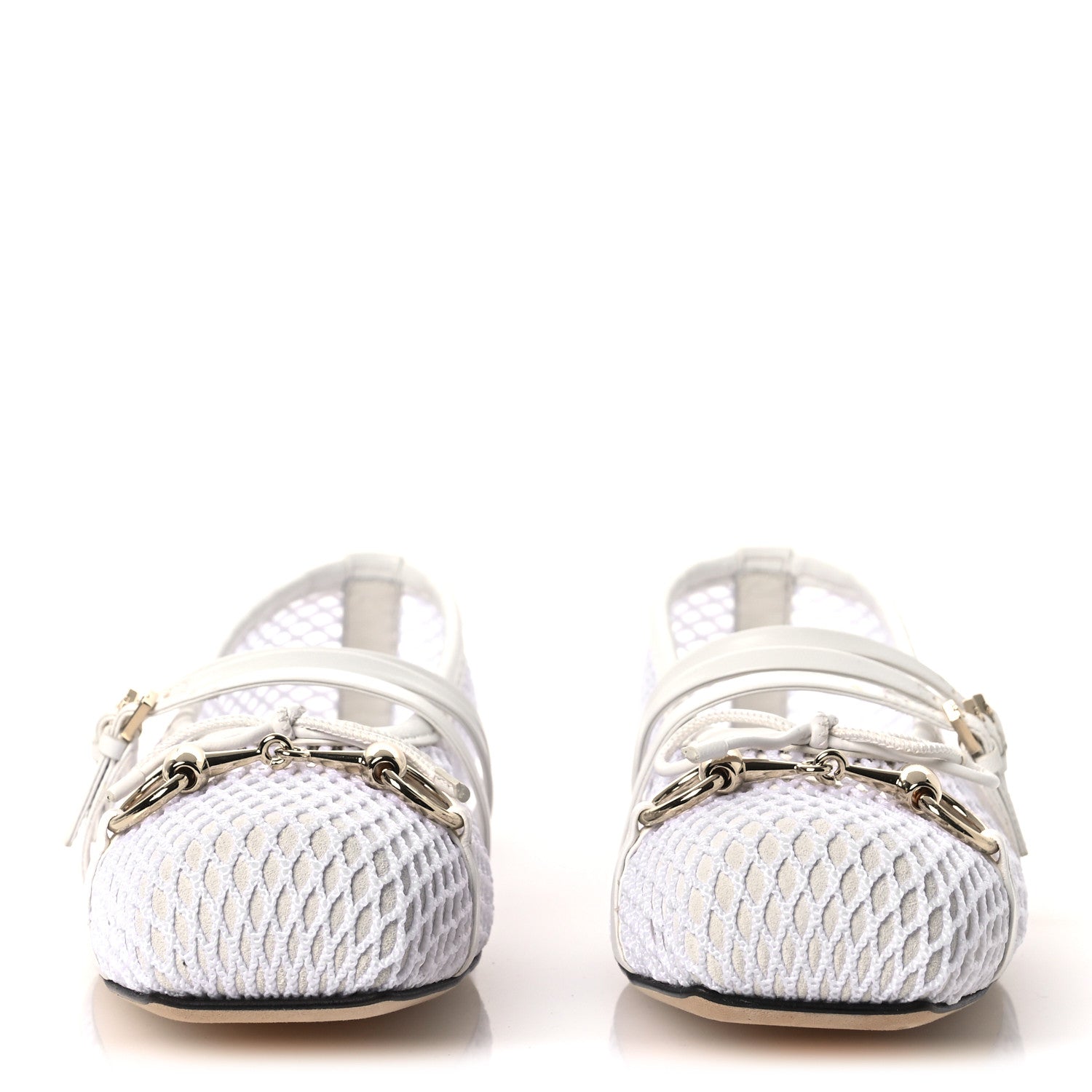Video Net Nappa Horsebit Ballerina Flats 38.5 Great White
