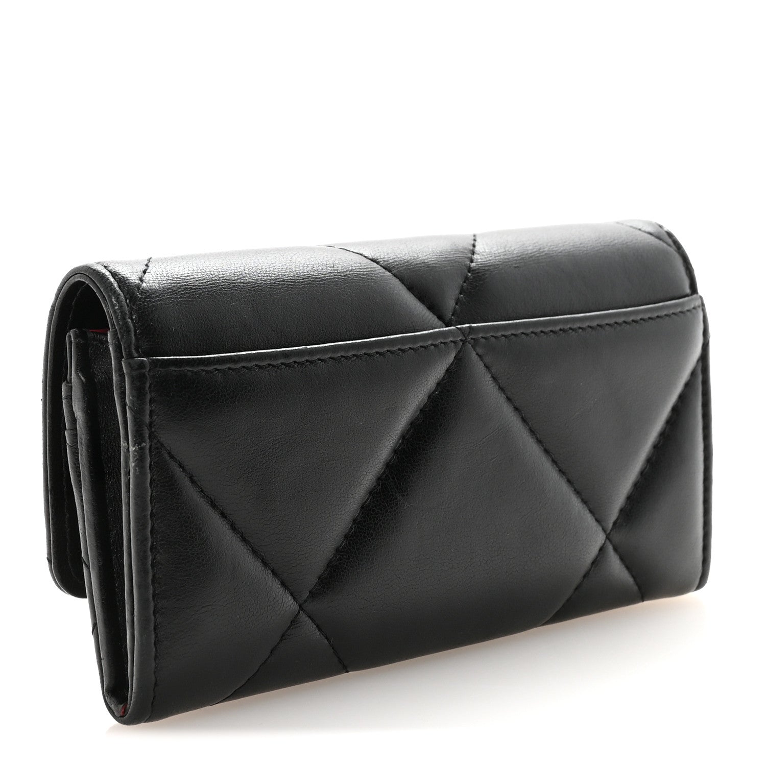 Lambskin Quilted Chanel 19 Flap Wallet Black