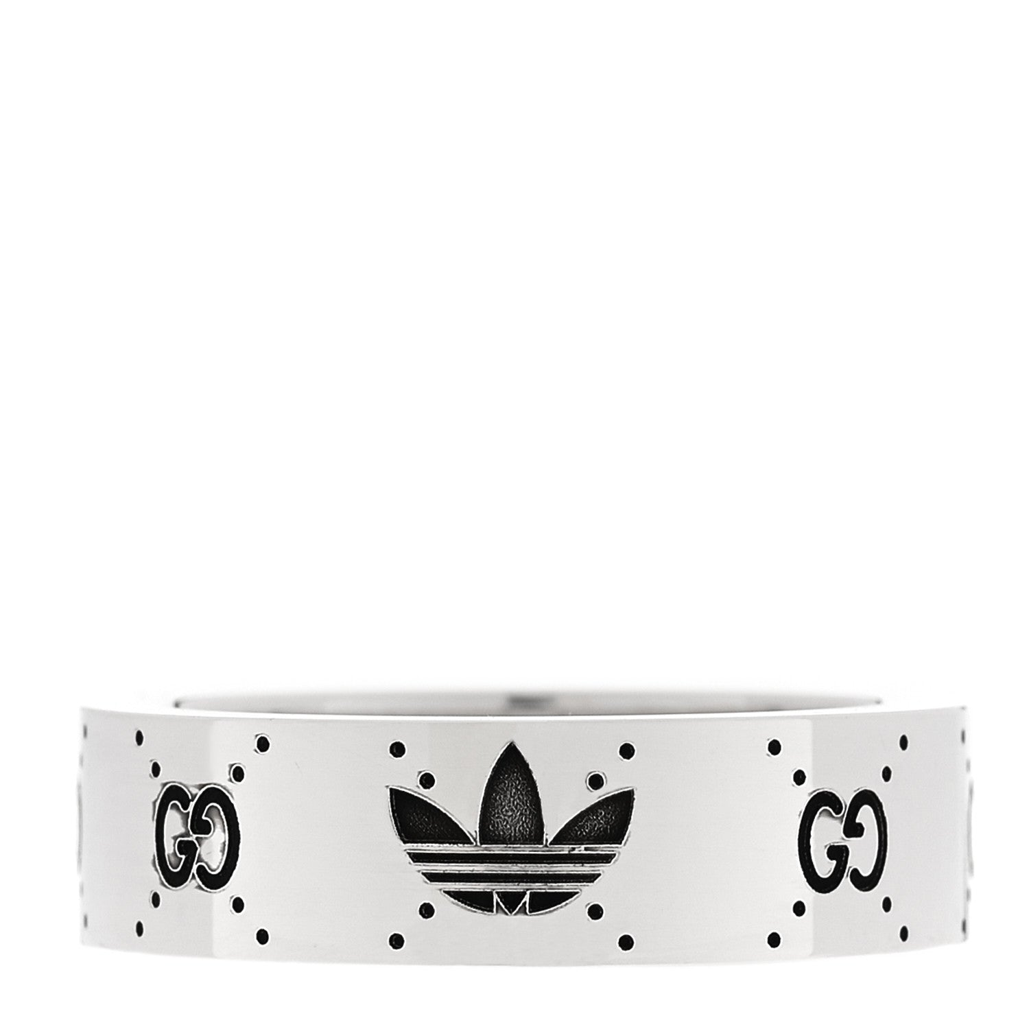 X ADIDAS Sterling Silver Trefoil GG Monogram Band Ring 55 7.25