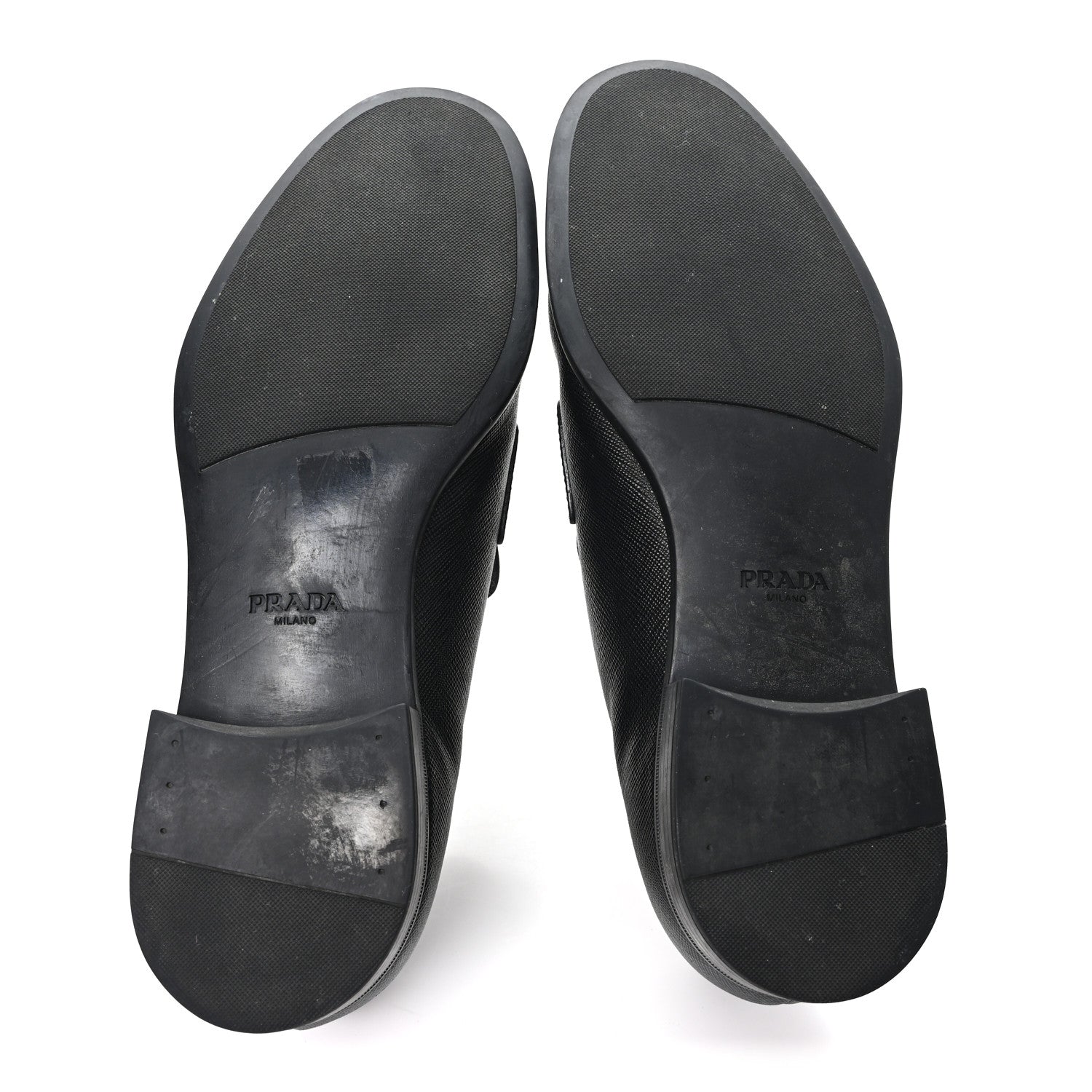 Saffiano Mens Triangle Loafers 6 Black