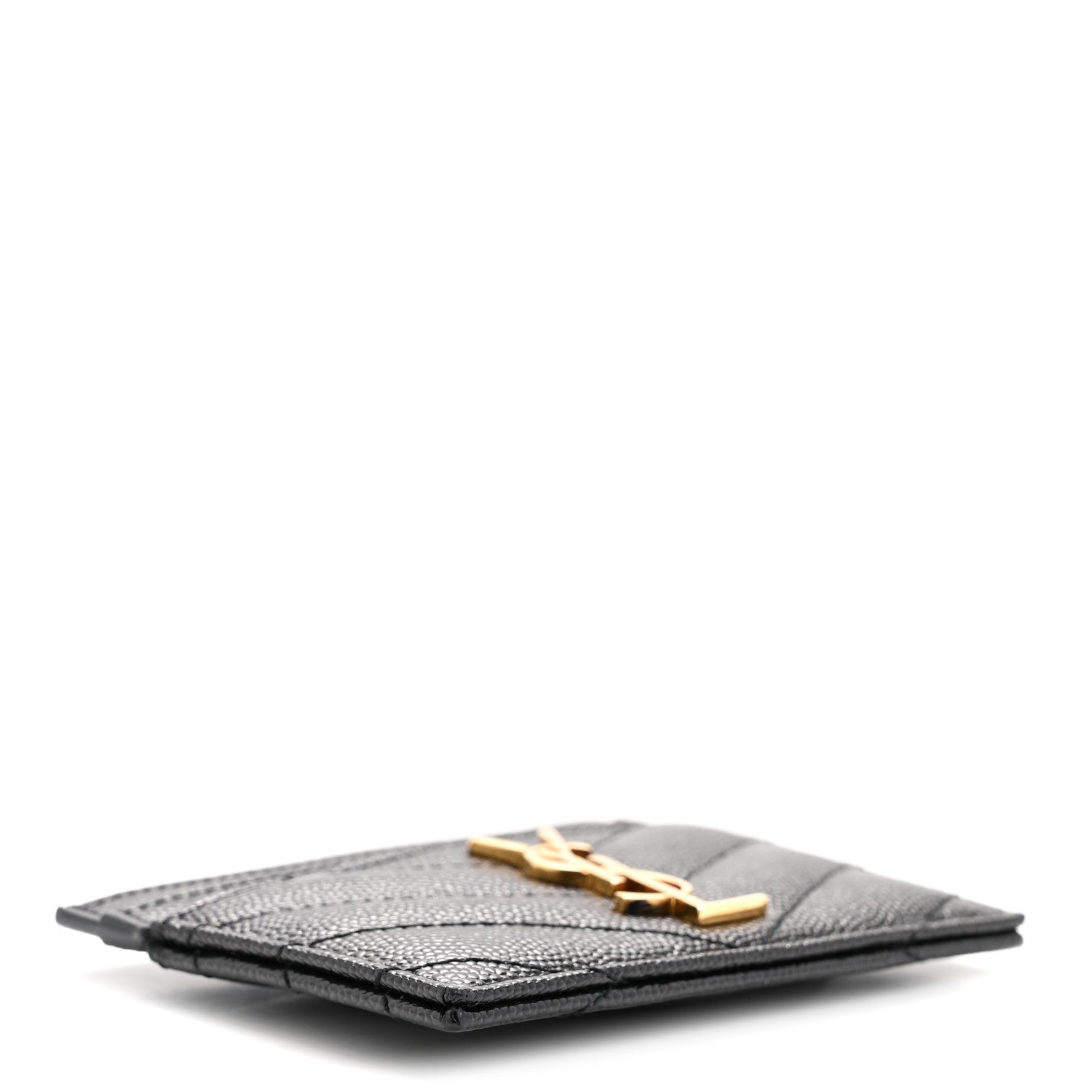 Grain De Poudre Matelasse Chevron Monogram Credit Card Case Black