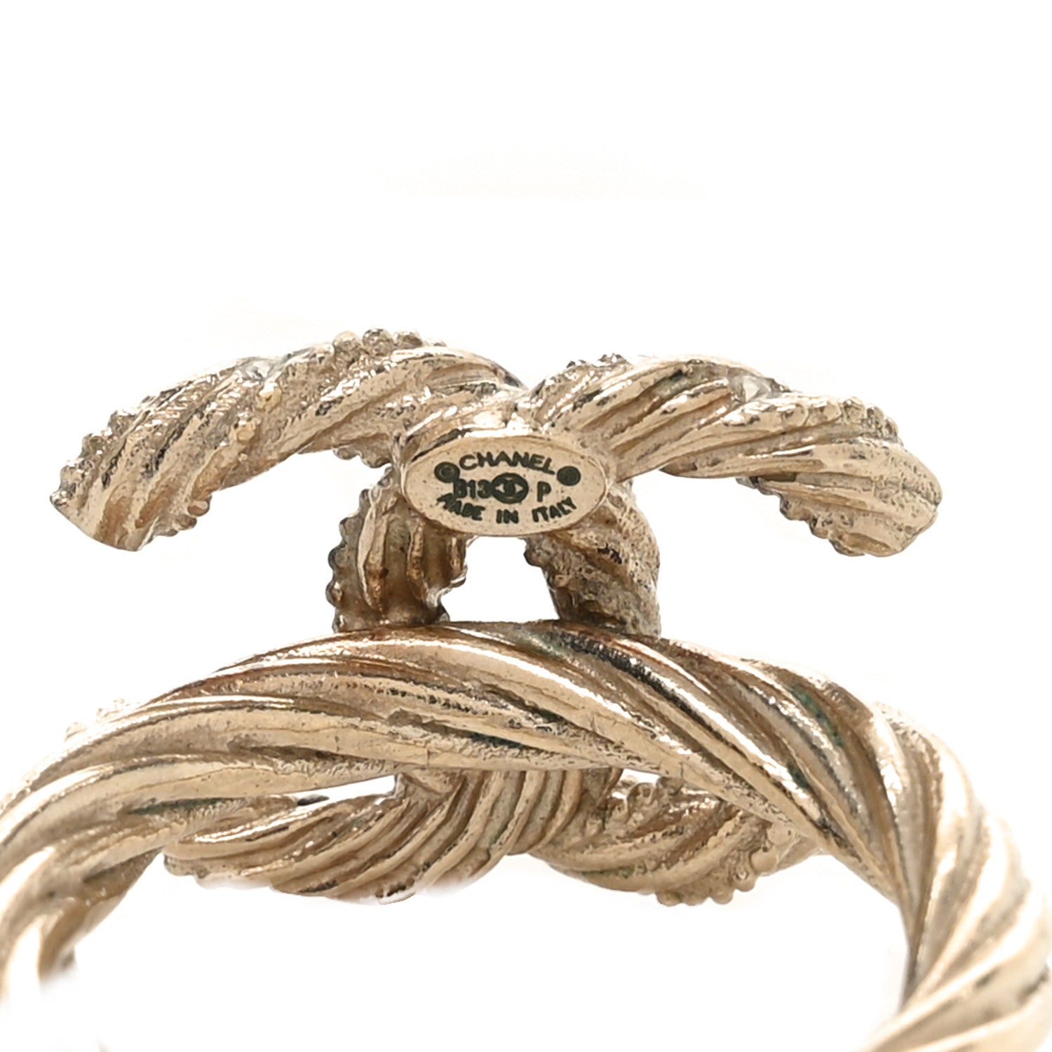 Crystal Twisted CC Ring 53 6.5 Gold