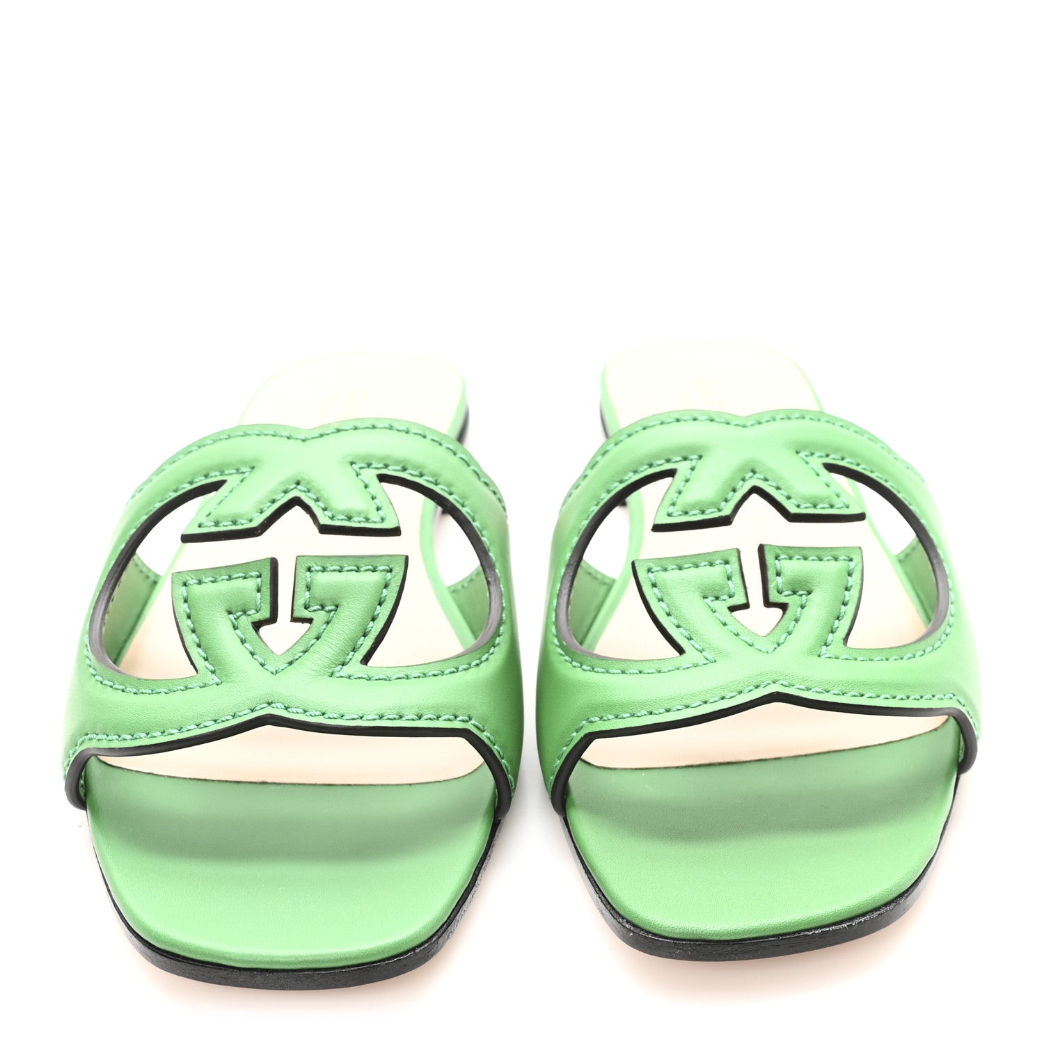 Cosmos Softy Calfskin Interlocking G Cut Out Slide Sandals 36 New Shamarock