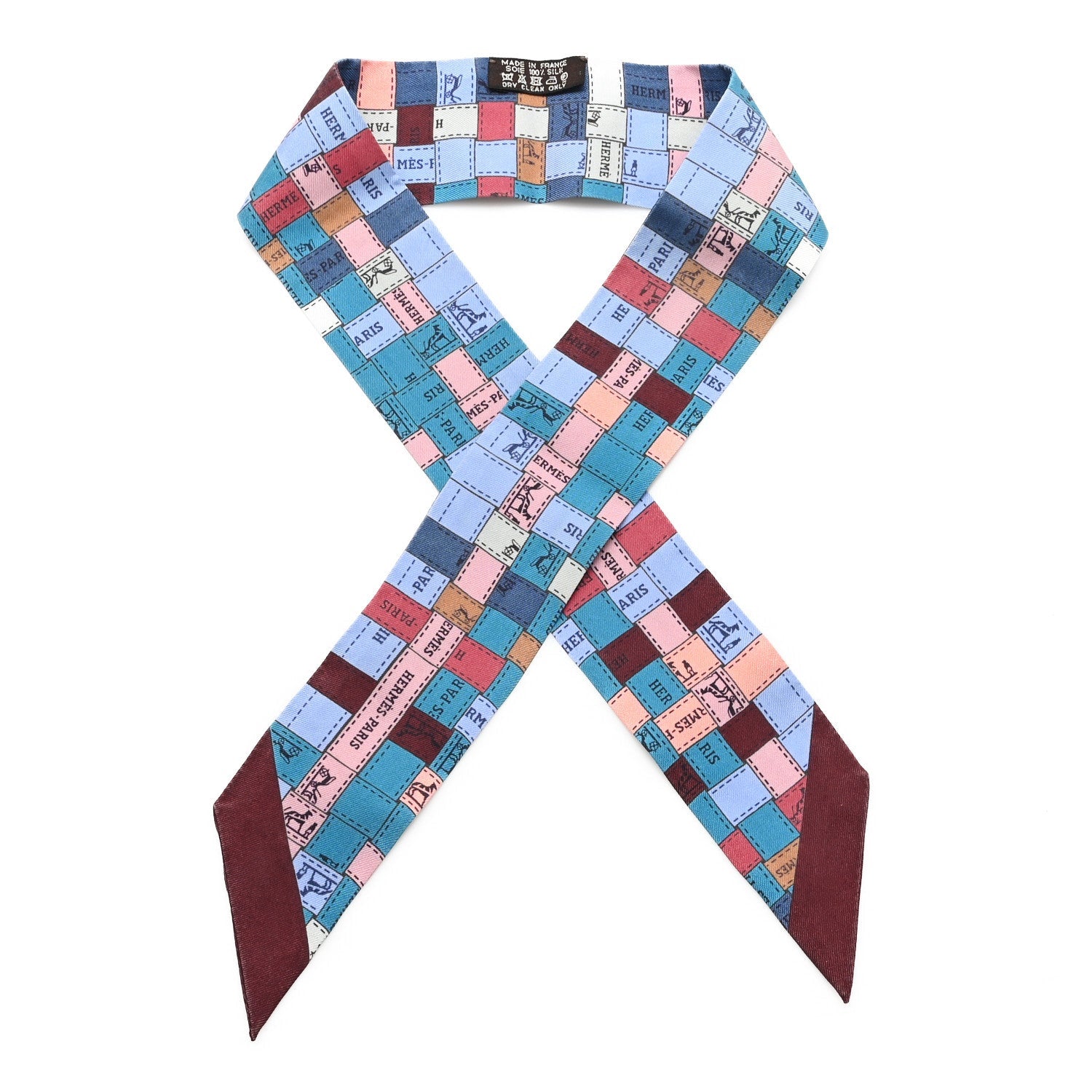 Silk Bolduc Au Carre Twilly Ciel Cobalt Bordeaux