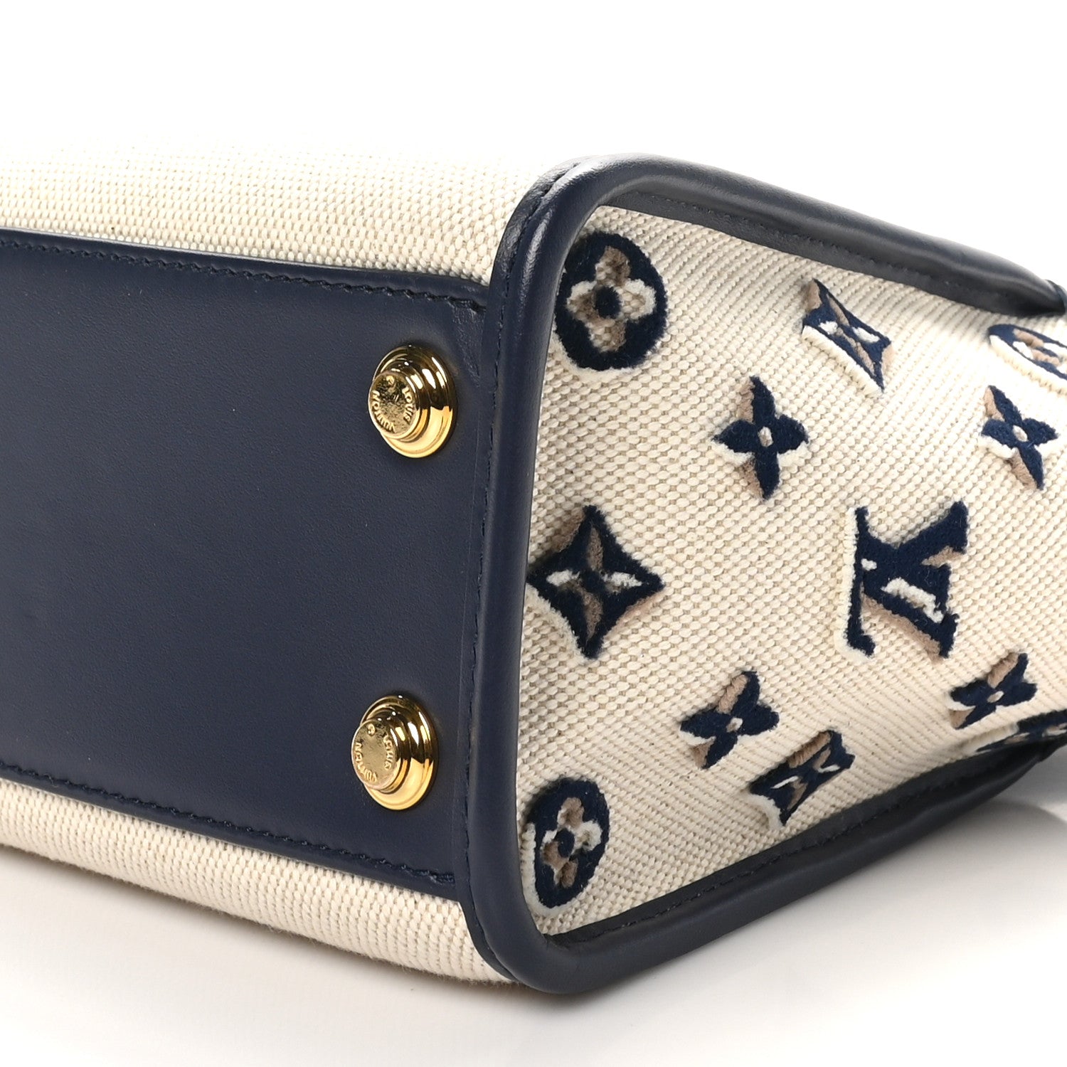 Canvas Calfskin Monogram On My Side PM Navy Blue