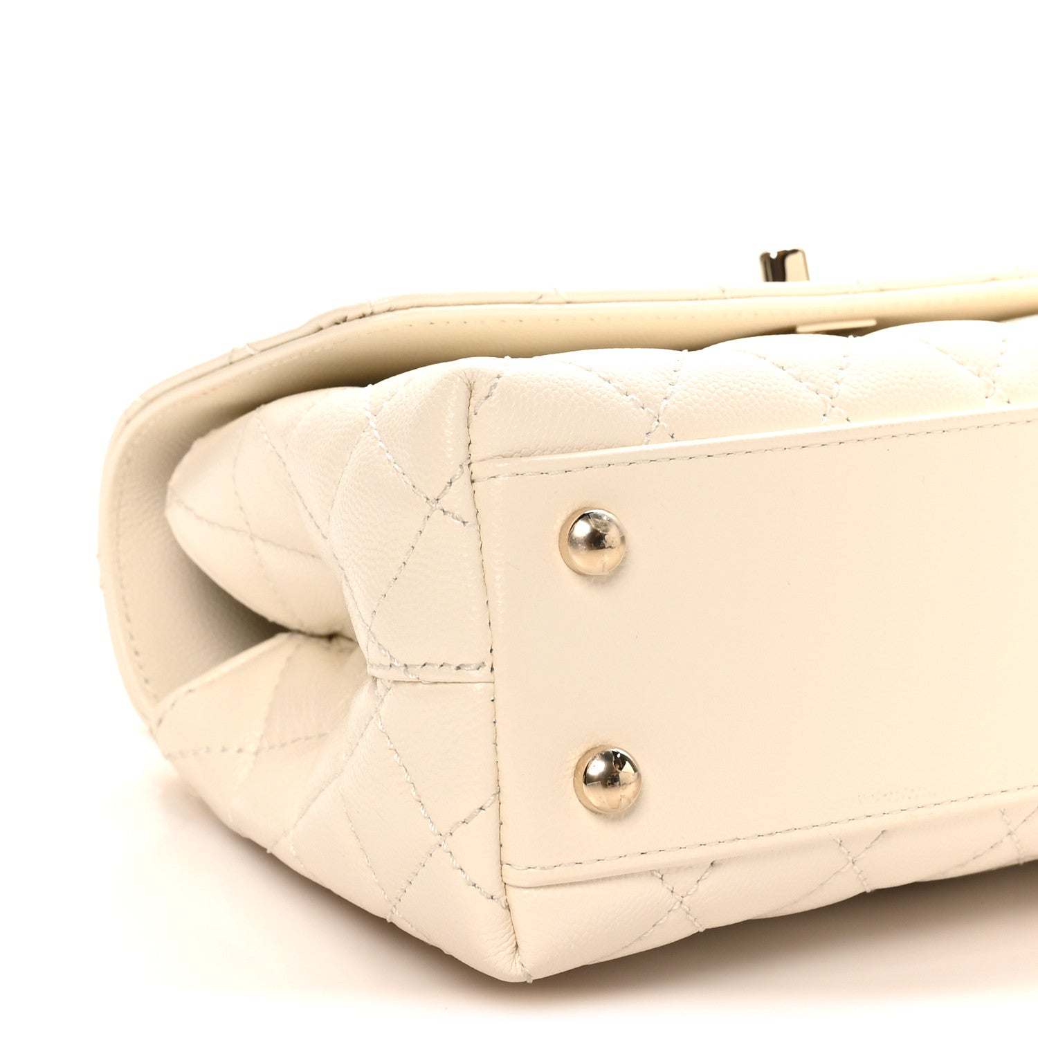 Caviar Quilted Mini Coco Handle Flap White