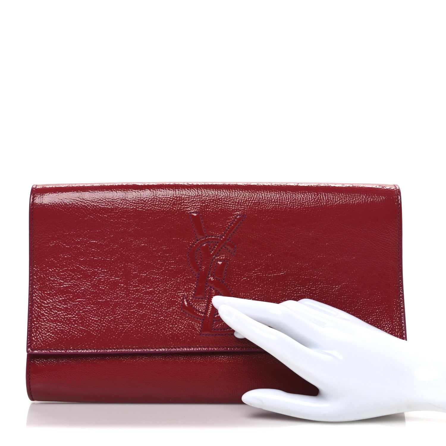 Textured Patent Monogram Large Belle De Jour Clutch Red