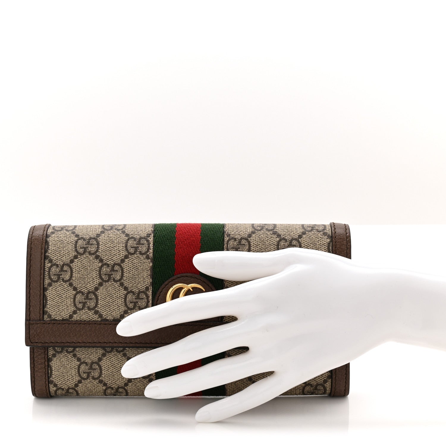 GG Supreme Monogram Web Ophidia Continental Wallet Brown