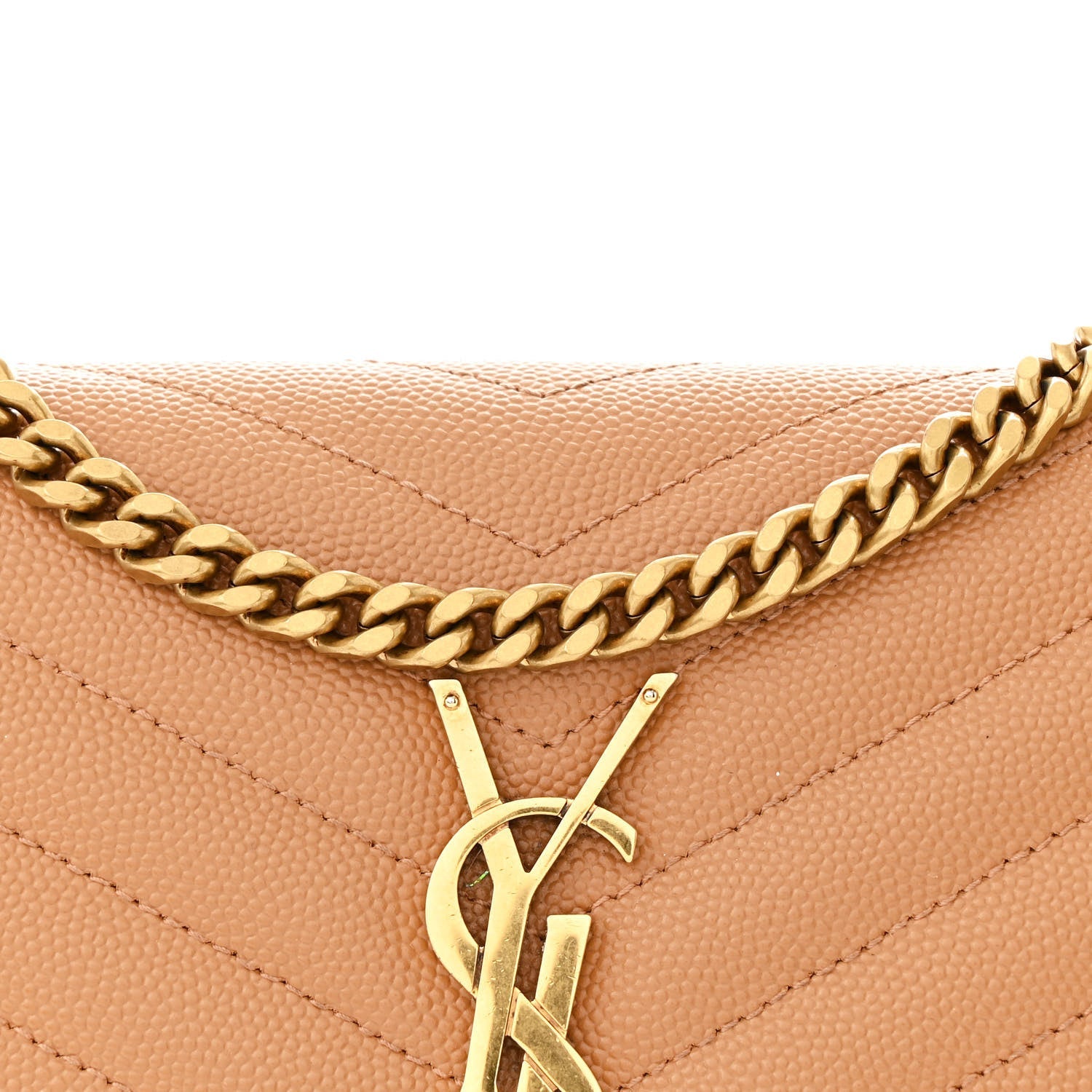 Grain De Poudre Matelasse Chevron Monogram Chain Wallet Dune
