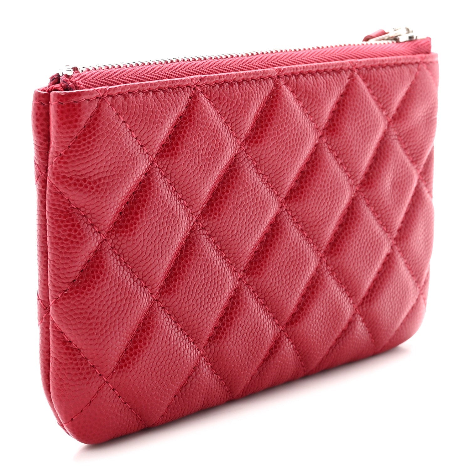 Caviar Quilted Small Cosmetic Case Red