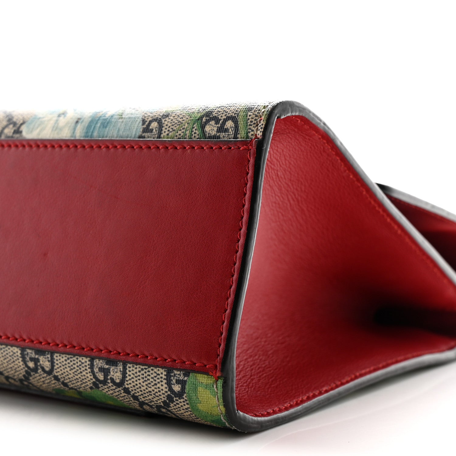 GG Supreme Monogram Blooms Medium Padlock Shoulder Bag Beige Blue Navy Hibiscus Red
