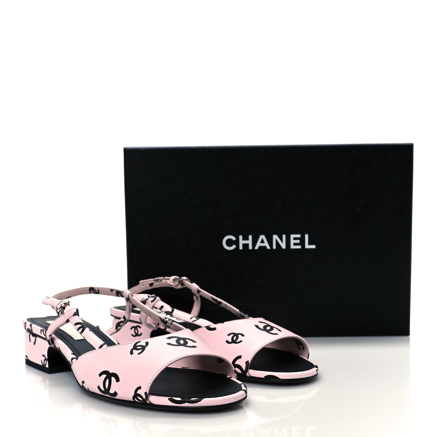 Printed Lambskin Coco Beach Sligback Sandals 40 Light Pink Black