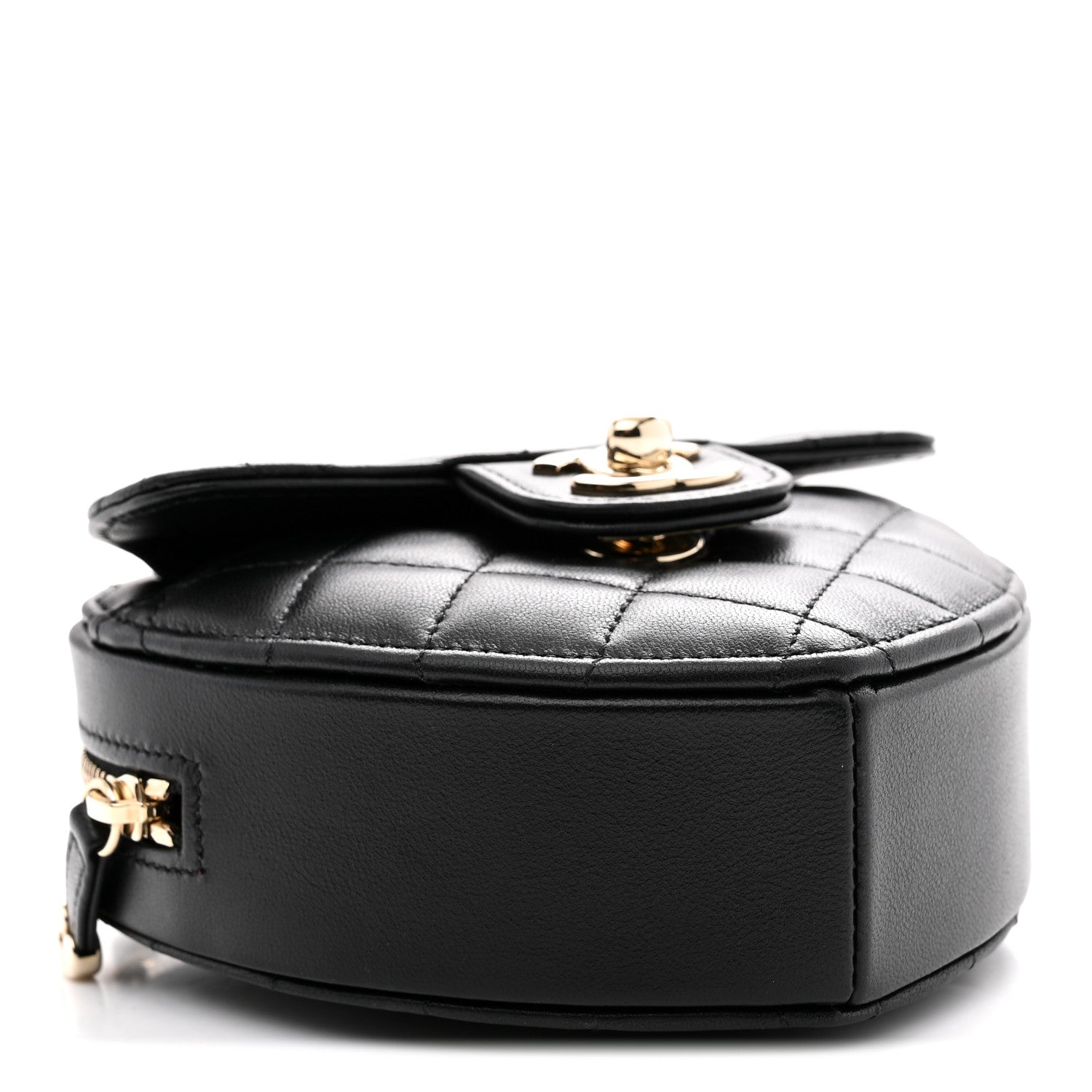 Lambskin Quilted CC In Love Heart Clutch With Chain Black