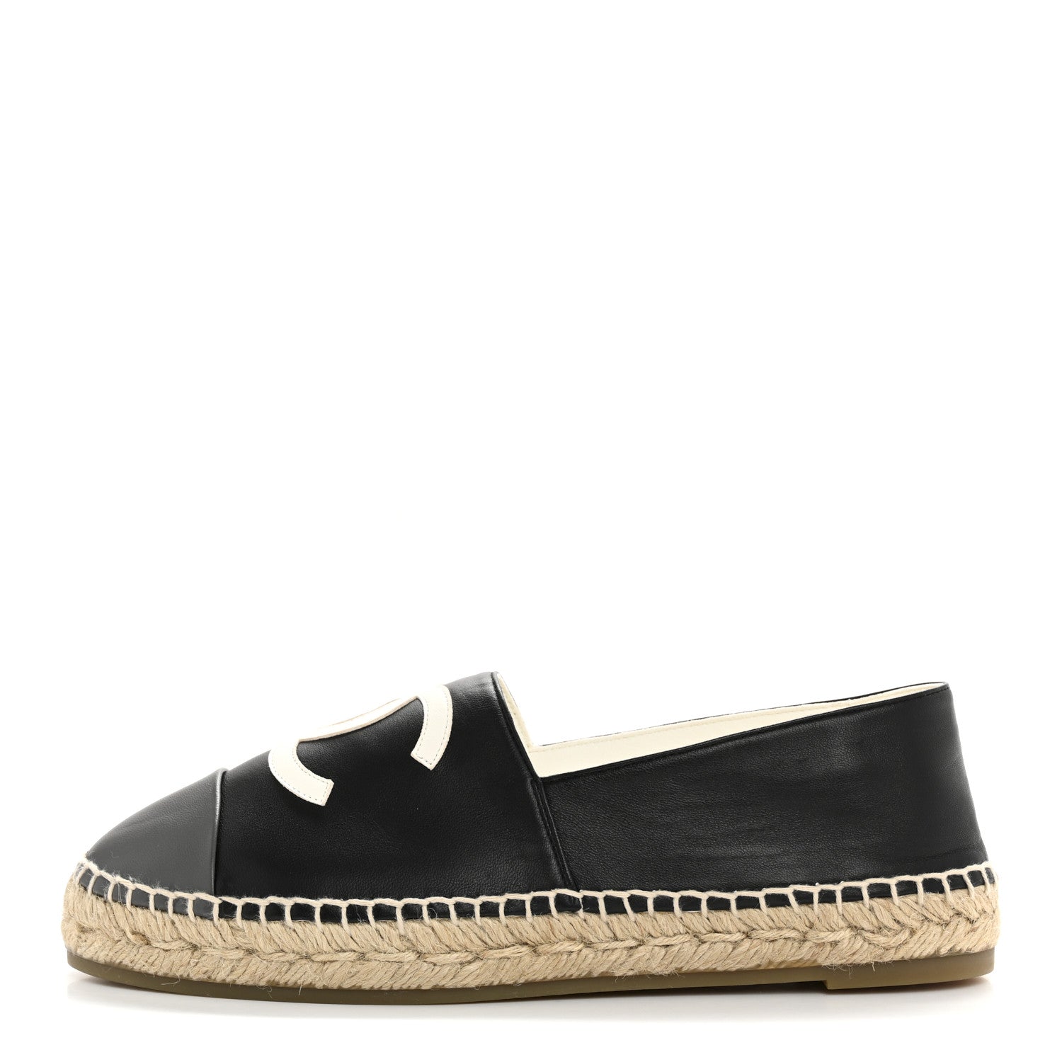 Lambskin CC Espadrilles 41 Black White Grey