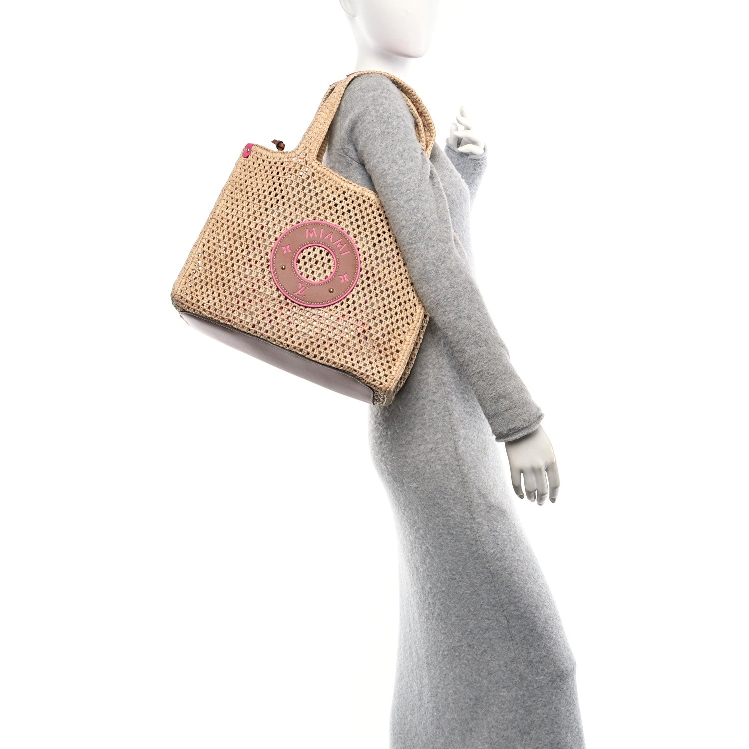 Raffia Calfskin Forte Del Marmi OnTheGo MM Natural Fuchsia