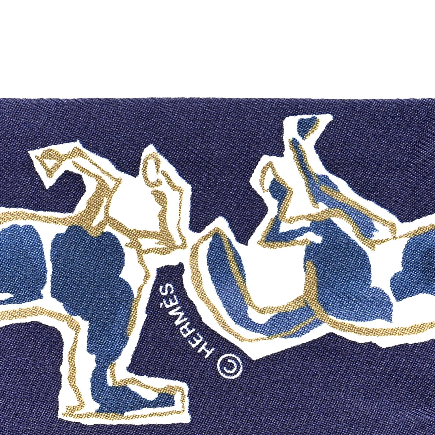 Silk Chevaux En Liberte Twilly Marine Indigo Blanc
